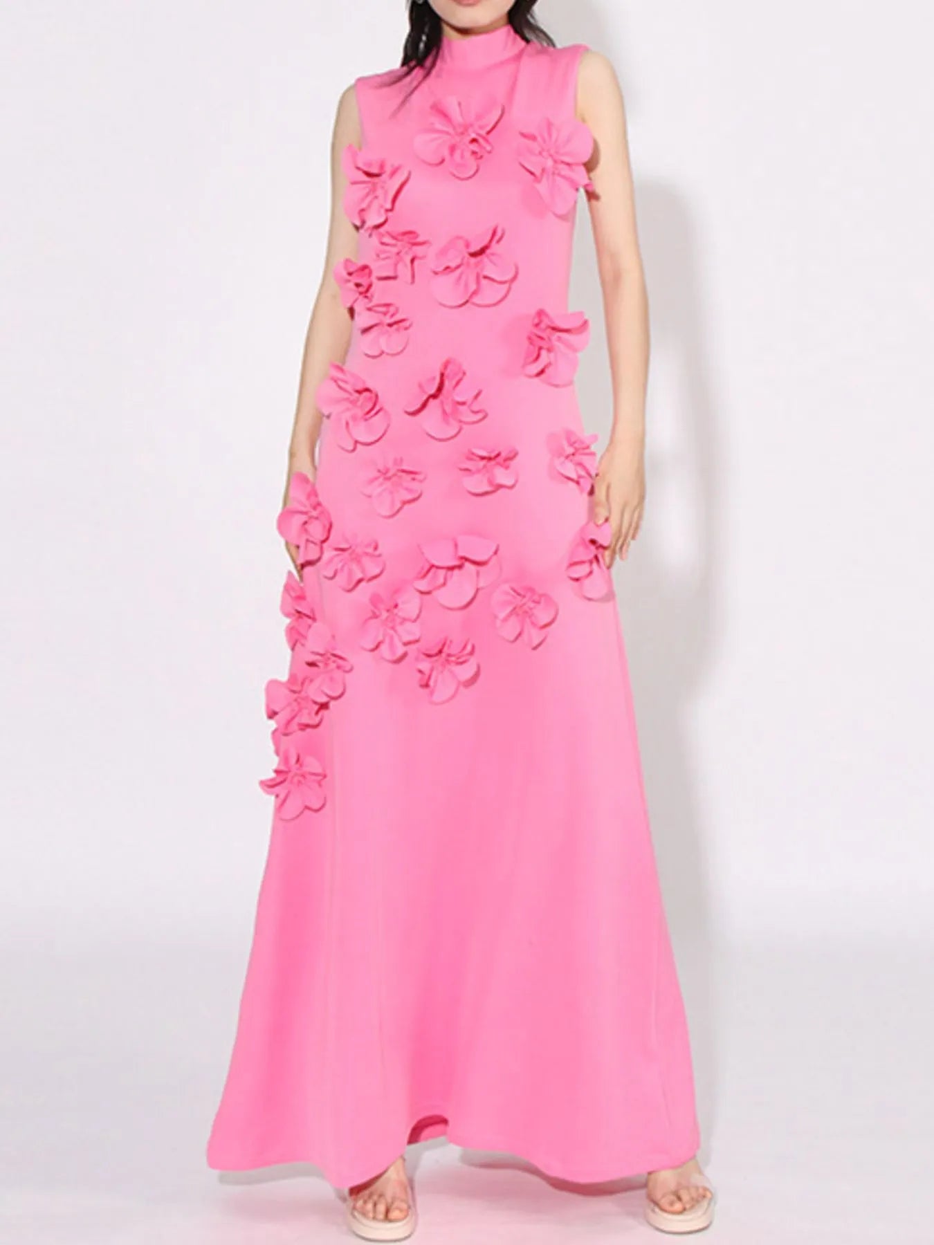 Floral Applique Mock Neck Sleeveless Maxi Dress Secondary image
