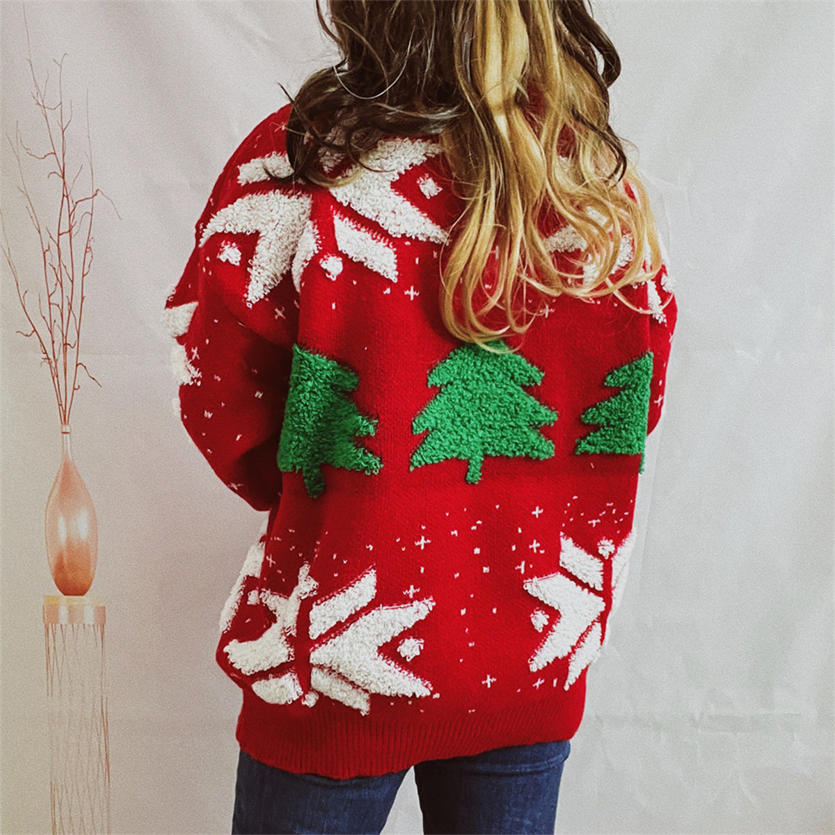 Snowflake Round Neck Long Sleeve Sweater Secondary image