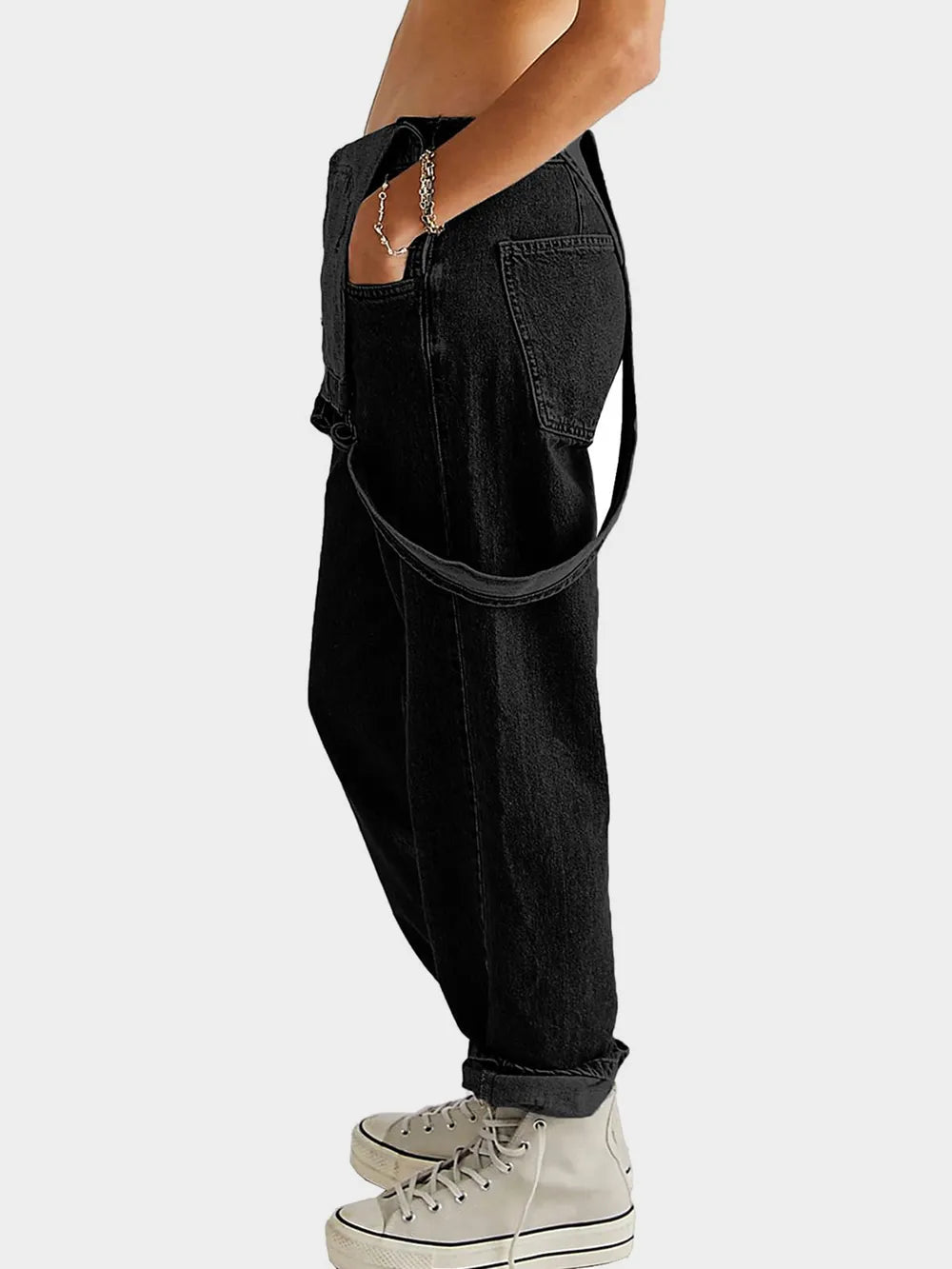Square Neck Wide Strap Denim Overalls Secondary image