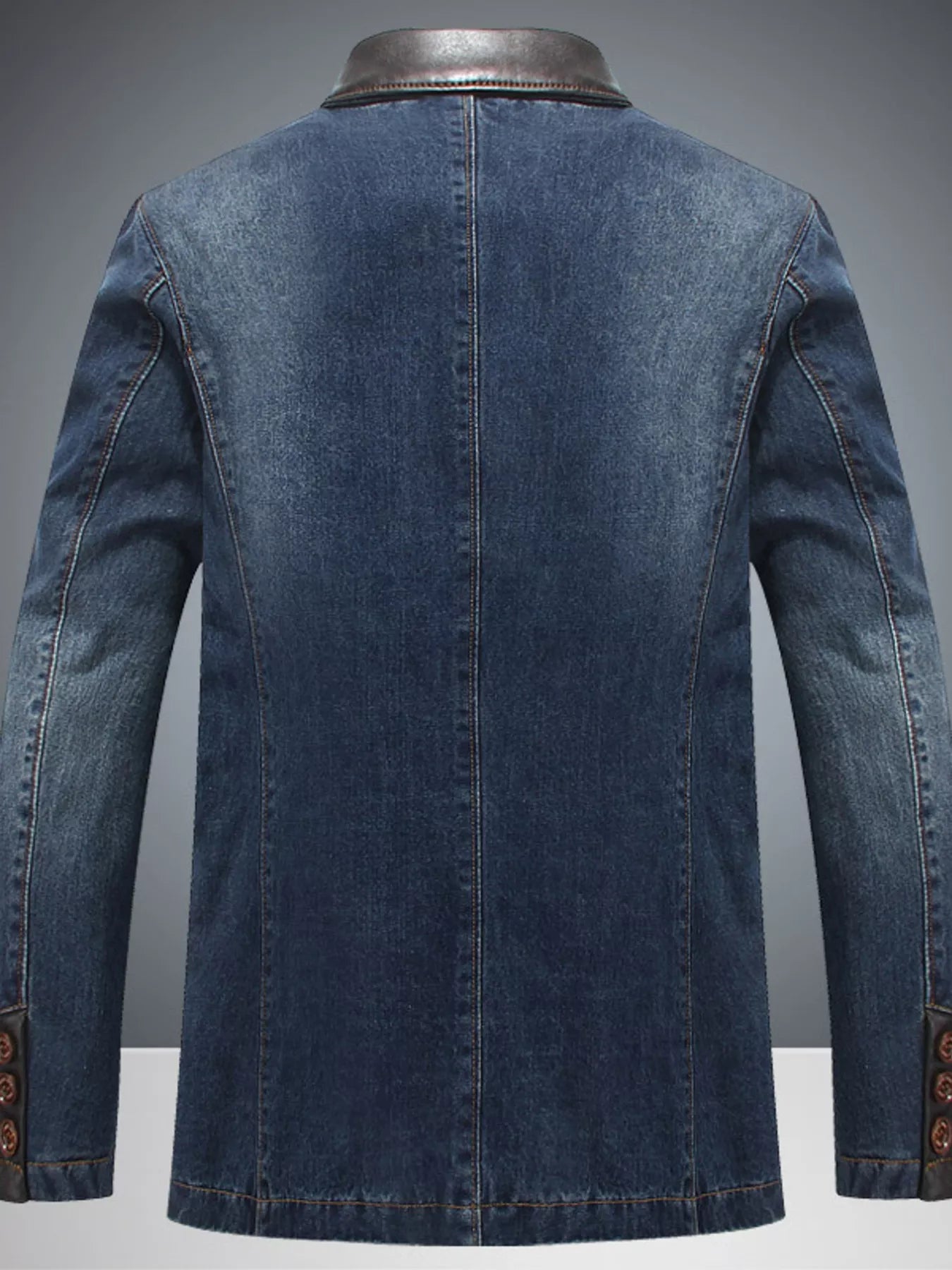 Men's Plus Size Lapel Collar Button Up Denim Blazer Secondary image