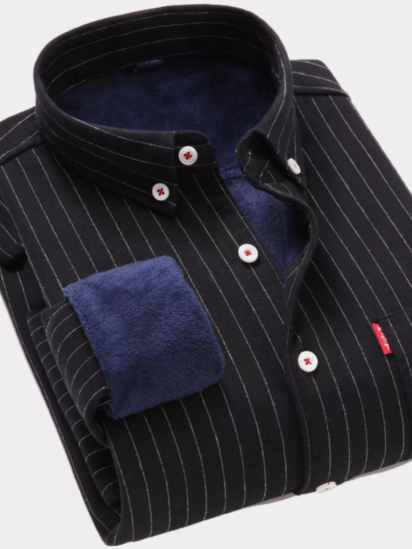 Men's Full Size Fleece Lined Striped Shirt Plus Size Secondary image