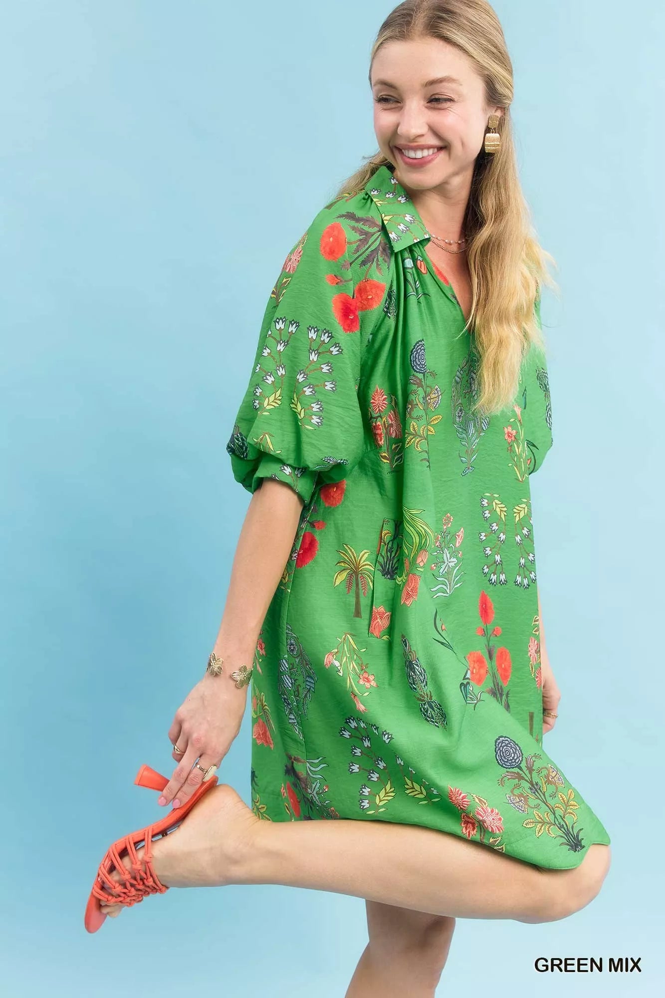 Umgee Floral Encyclopedia Print Mini Dress Secondary image