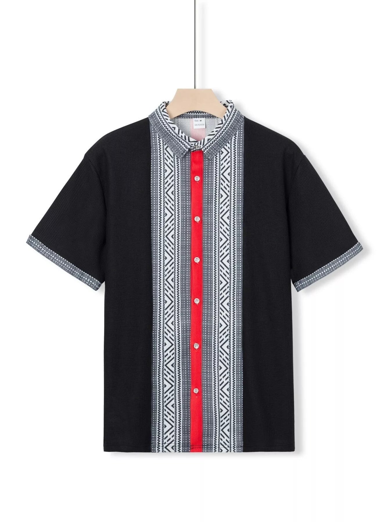 Men's Full Size Casual Geometric Print Short Sleeve Shirt Plus Size Secondary image
