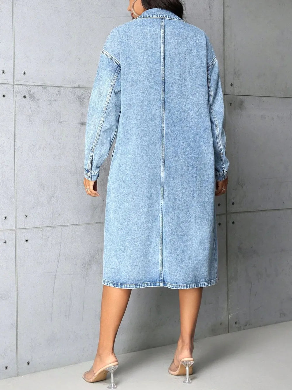 Pocketed Button Up Collared Neck Denim Top Secondary image