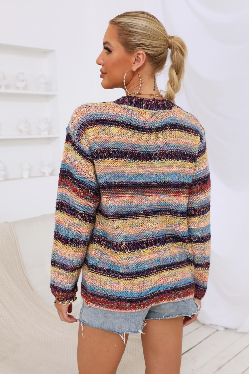 Striped Long Sleeve Open Front Cardigan Secondary image