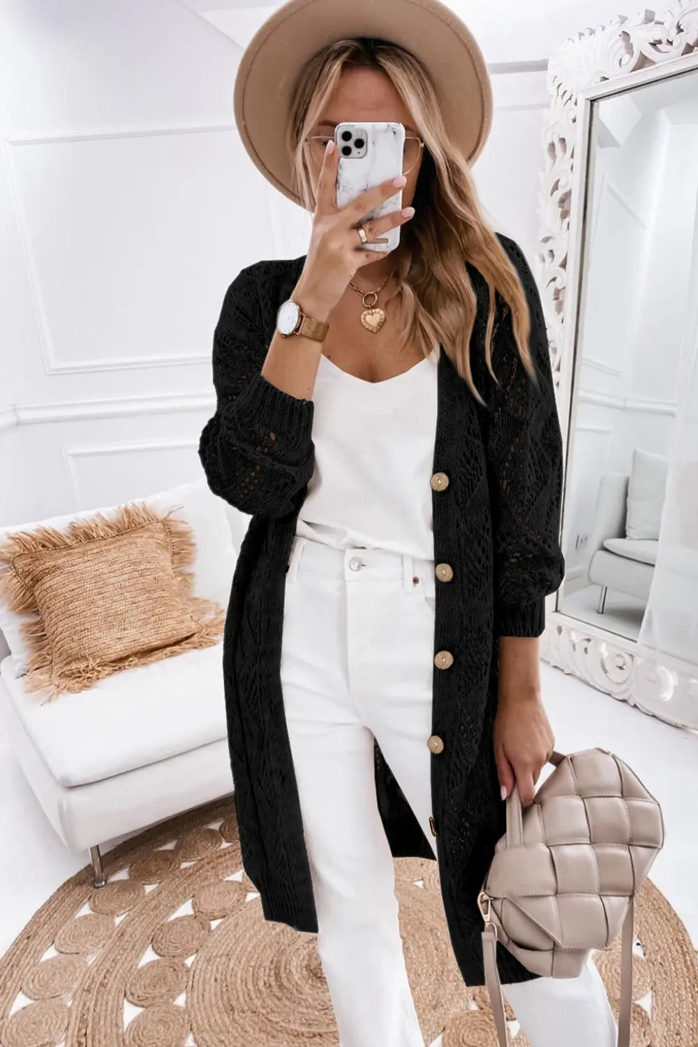 V-Neck Long Sleeve Cardigan Secondary image
