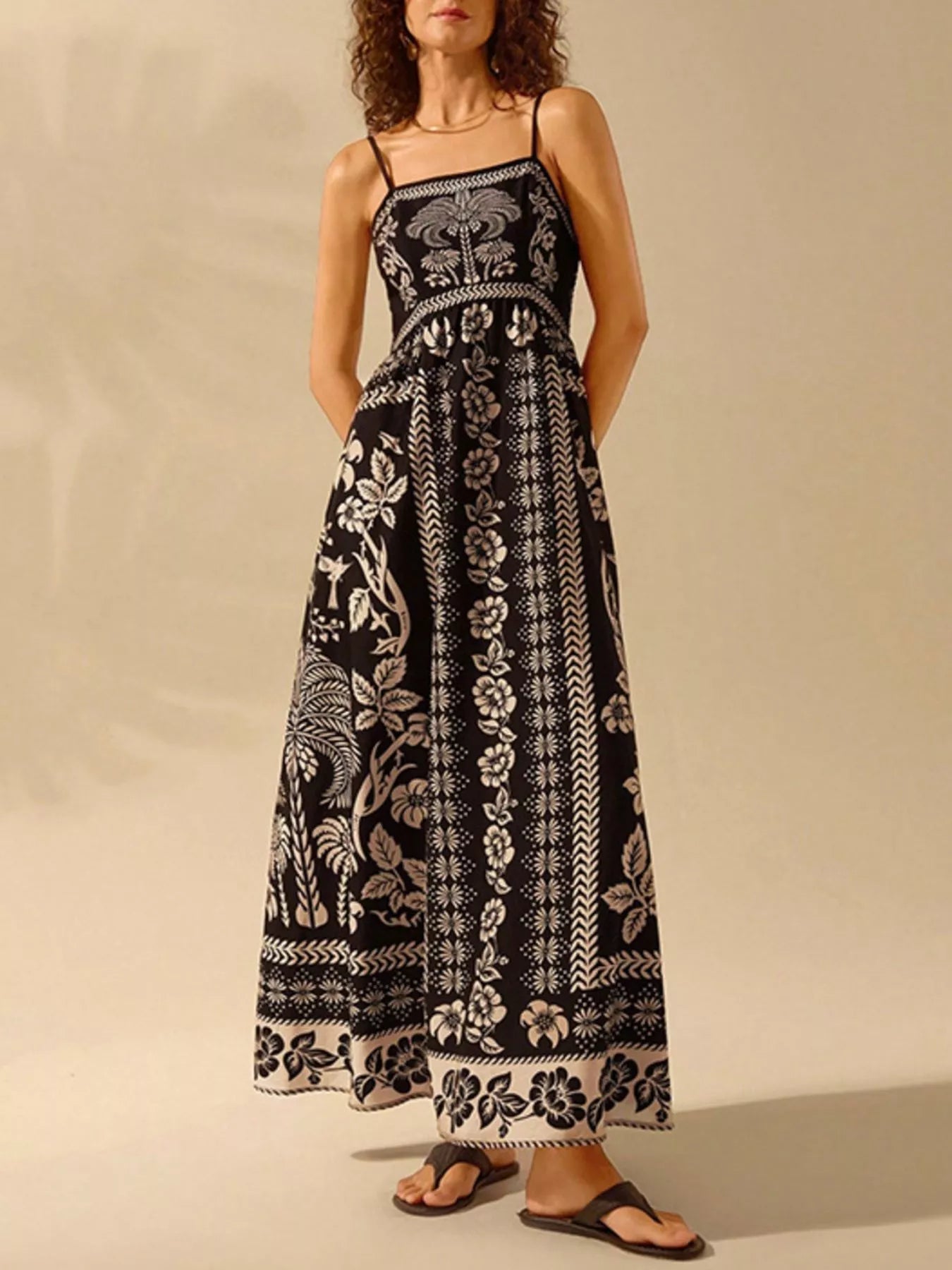 Floral Print Spaghetti Strap Maxi Dress Secondary image