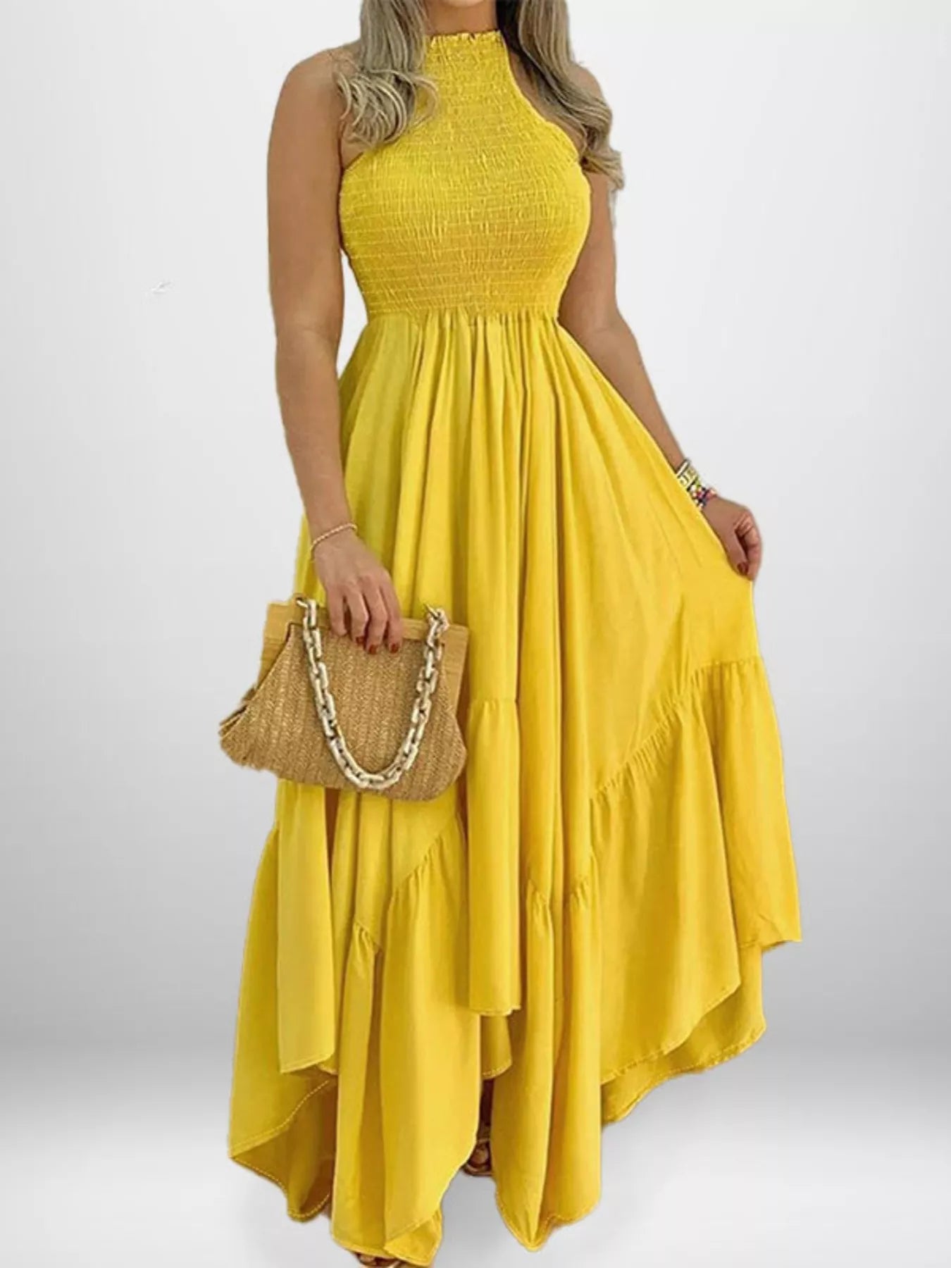 Full Size Smocked Sleeveless Ruffle Hem Maxi Dress Plus Size Secondary image