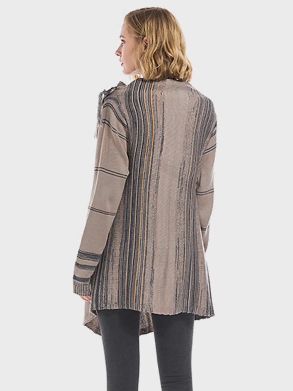 Angel Wings Tassel Striped Open Front Long Sleeve Cardigan Secondary image