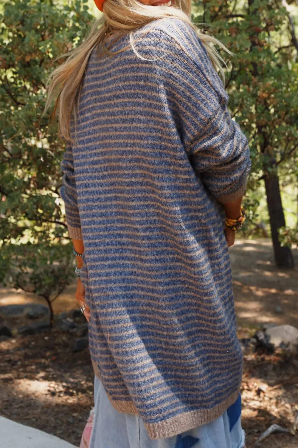 Open Front Long Sleeve Striped Cardigan Secondary image