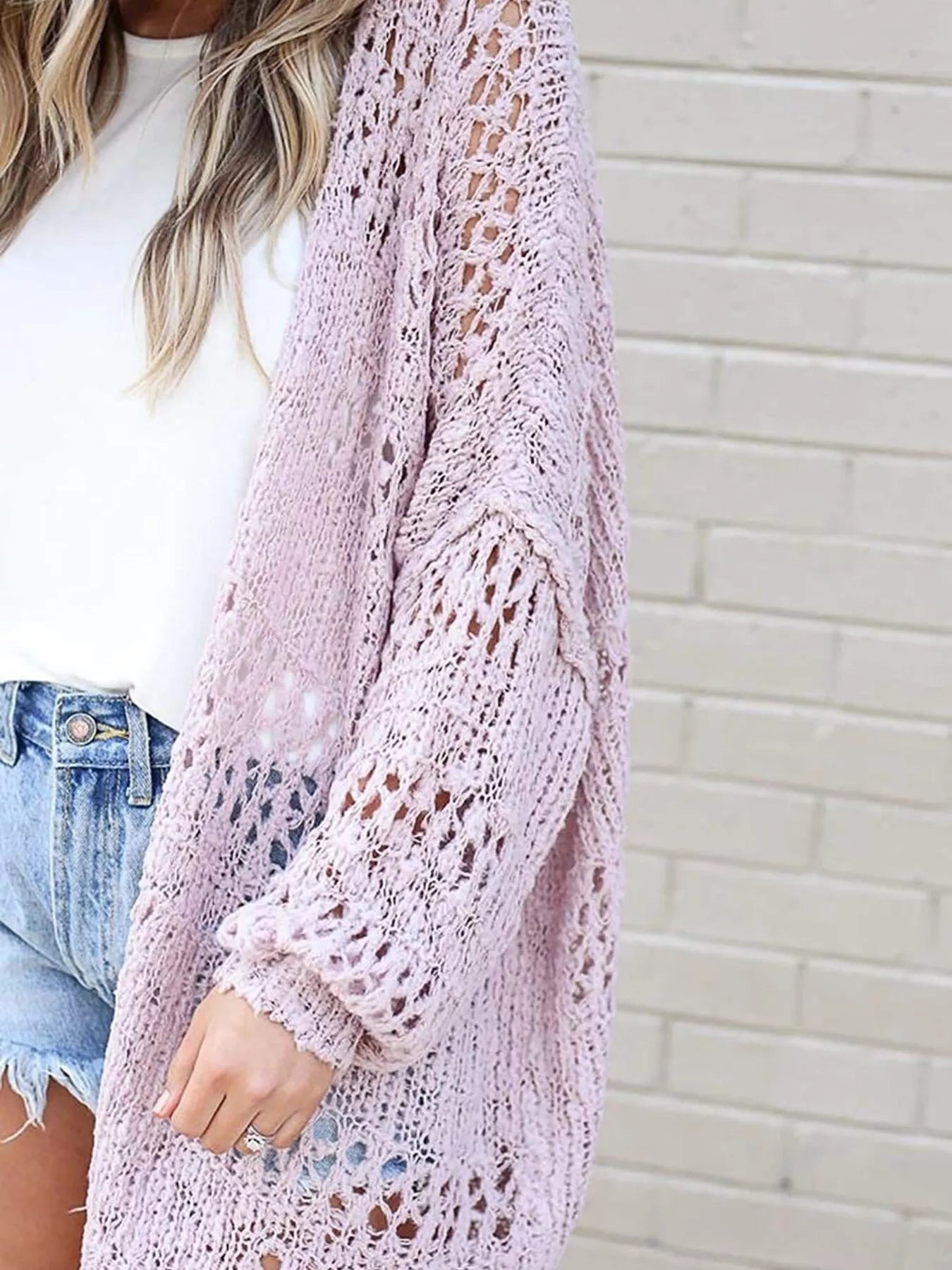 Openwork Open Front Lightweight Cardigan Secondary image