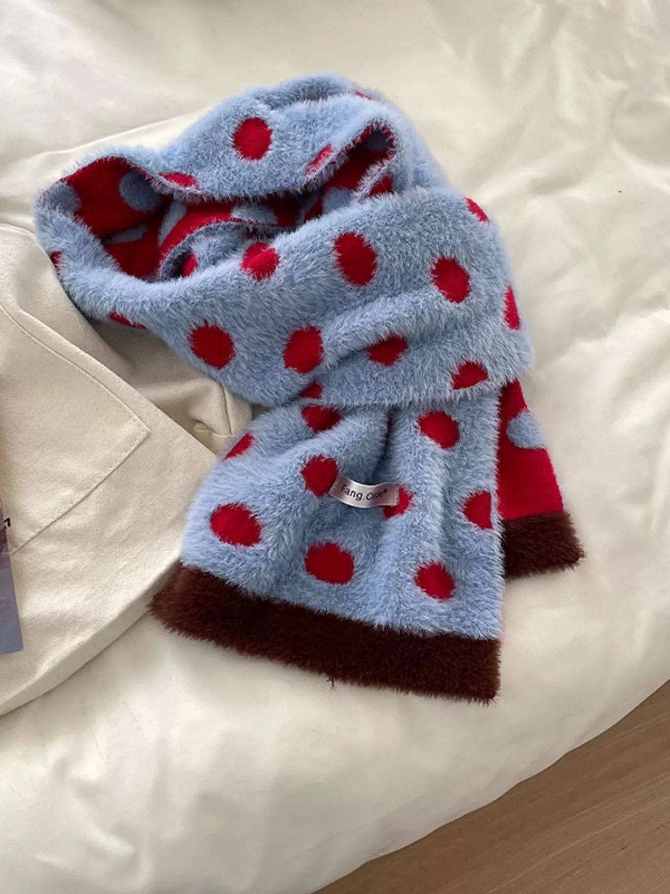 Fuzzy Polka Dot Scarf Secondary image