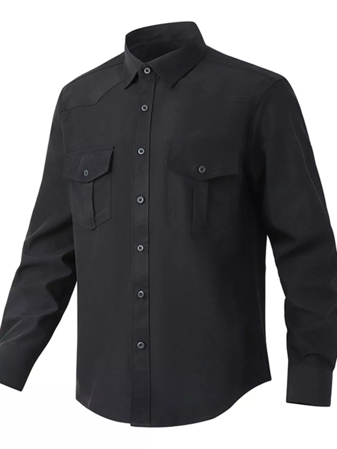 Men's Solid Color Long Sleeve Button-Up Shirt Secondary image