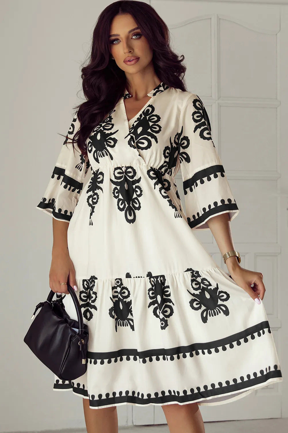 Printed Half Sleeve Knee Length Dress Secondary image