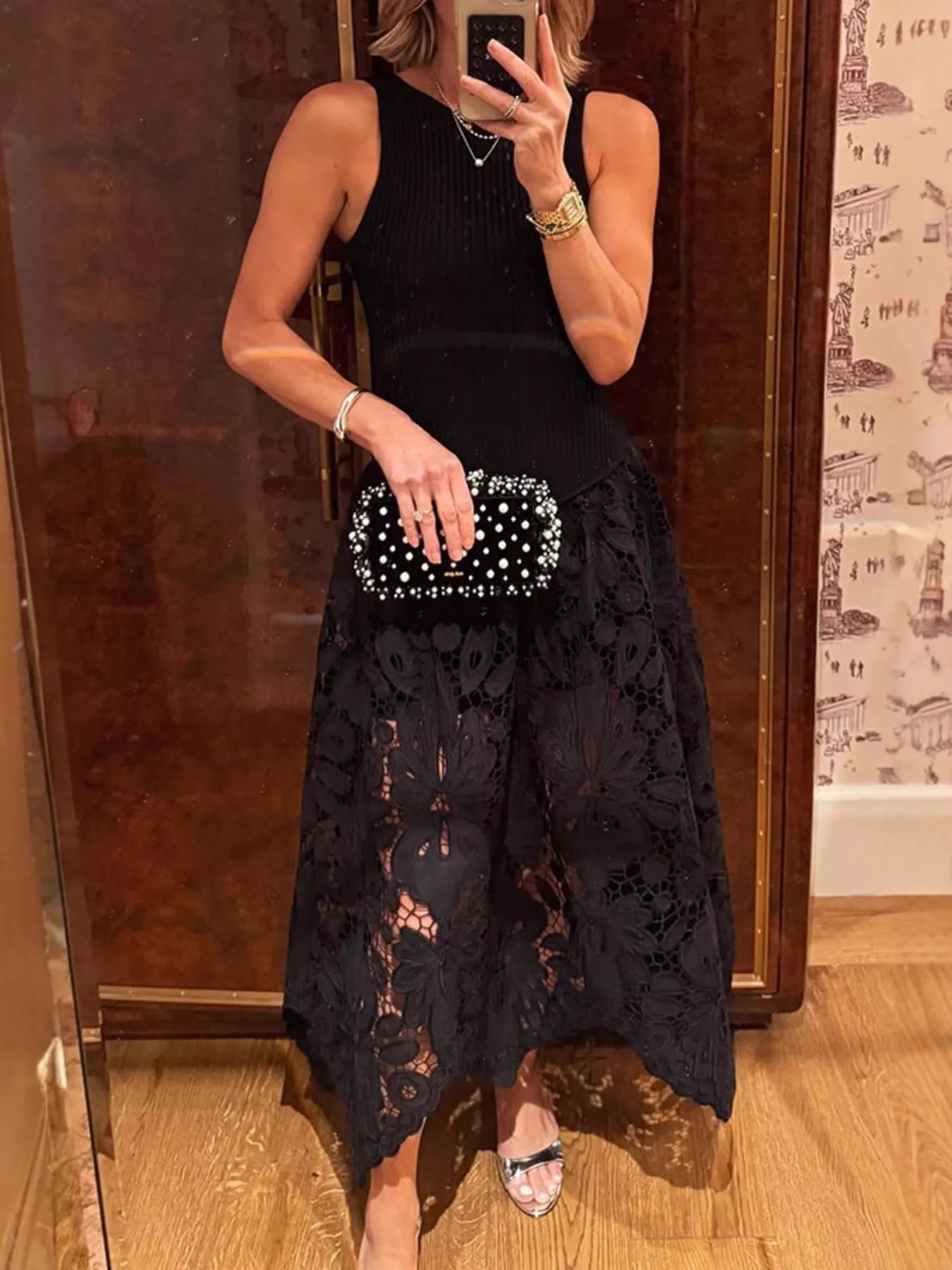 Sleeveless Ribbed Crochet Midi Dress Secondary image