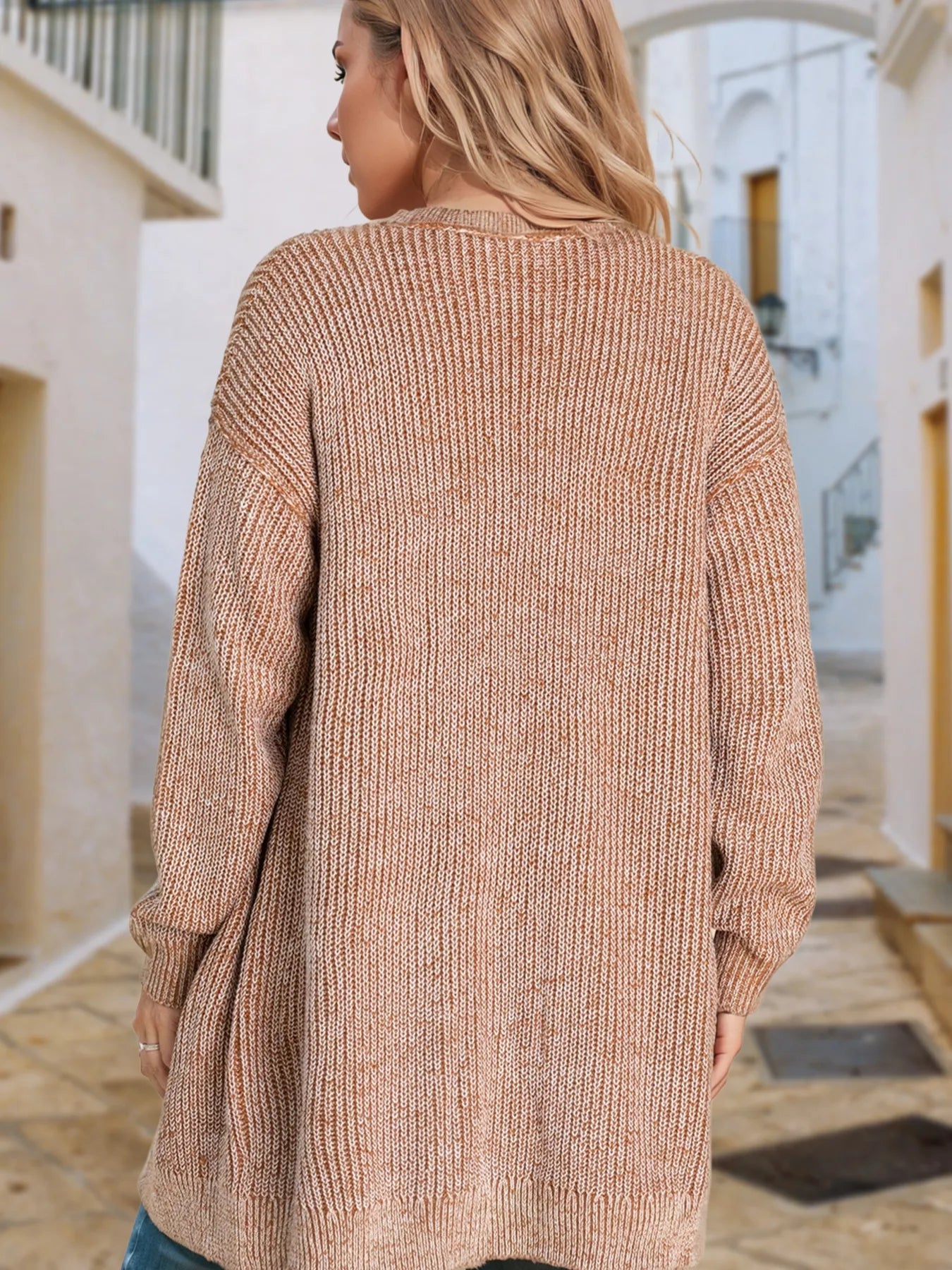 Open Front Dropped Shoulder Cardigan with Pockets Secondary image