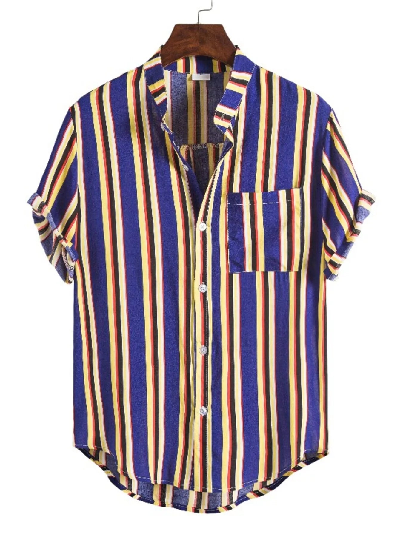 Men's Plus Size Striped Button Up Short Sleeve Shirt Secondary image