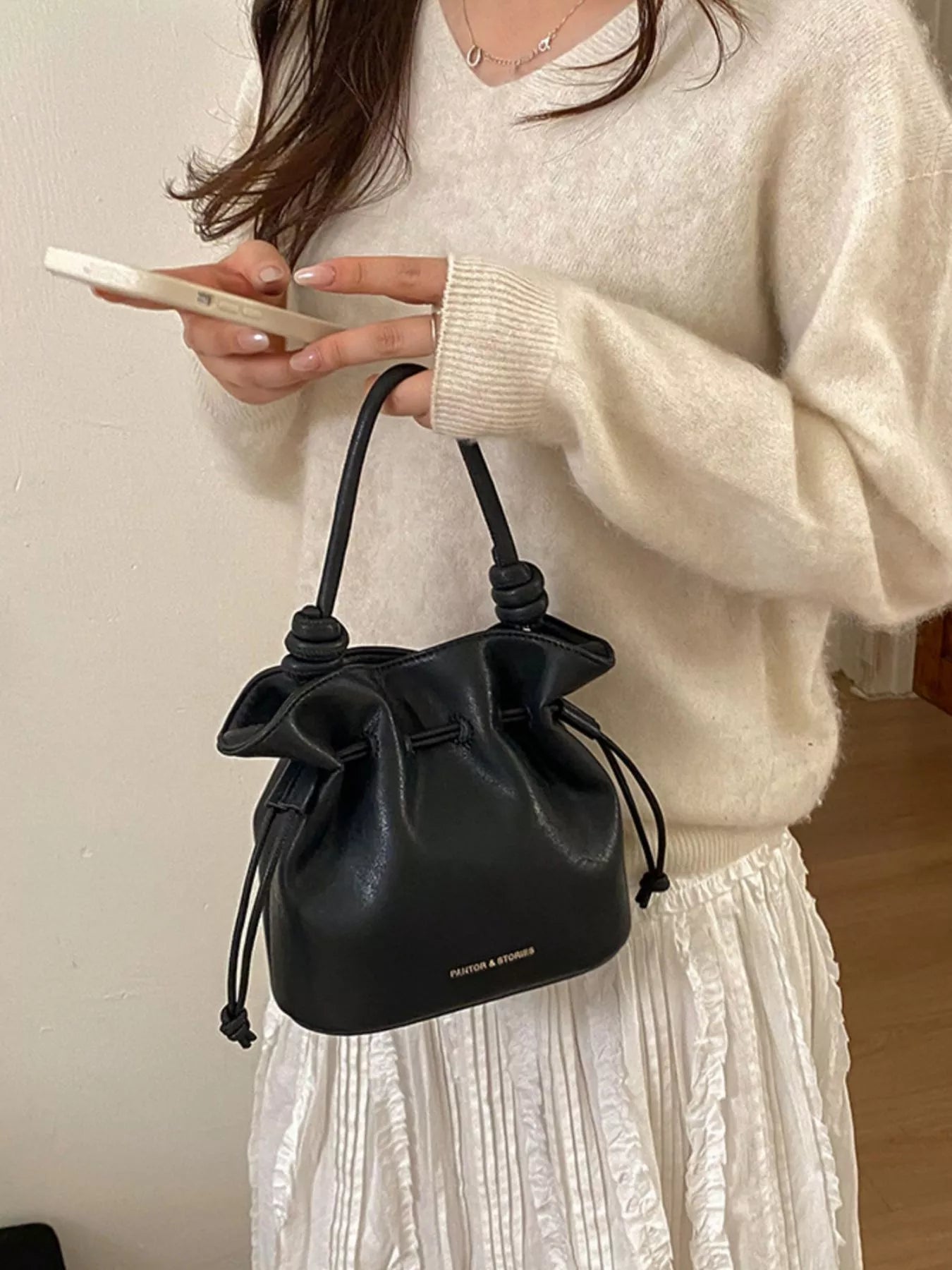 Drawstring Bucket Crossbody Bag Secondary image