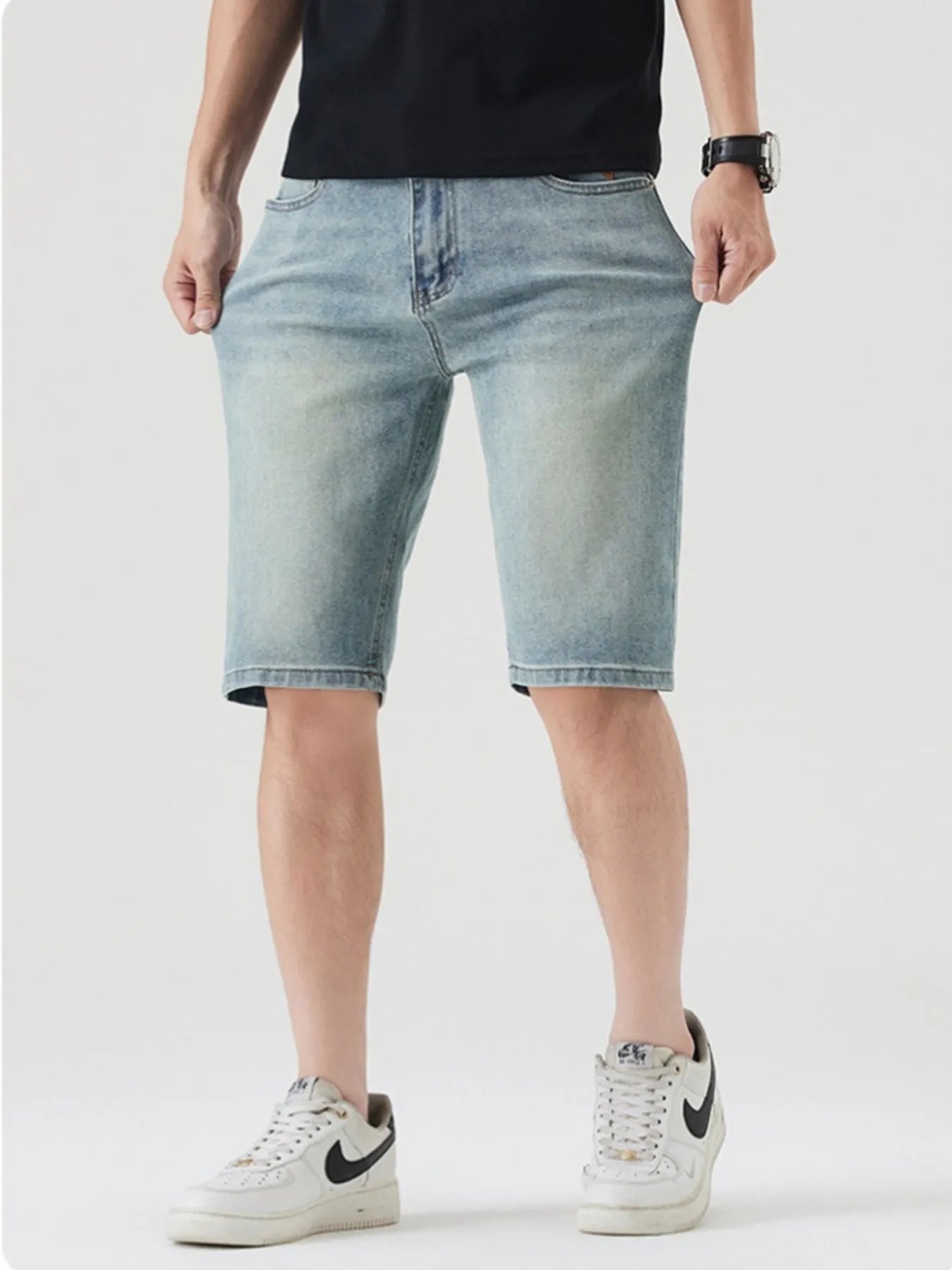 Men's Pocketed Wash Casual Denim Shorts Secondary image