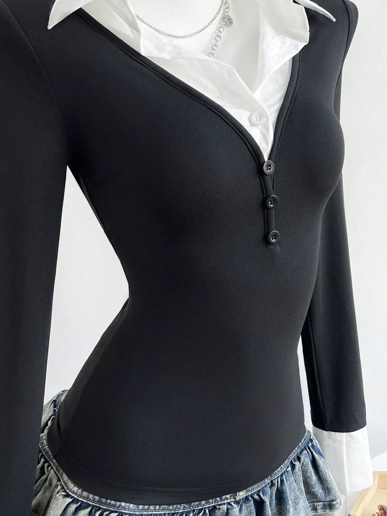 Long Sleeve Polo Collar Slim Fit T-Shirt Secondary image