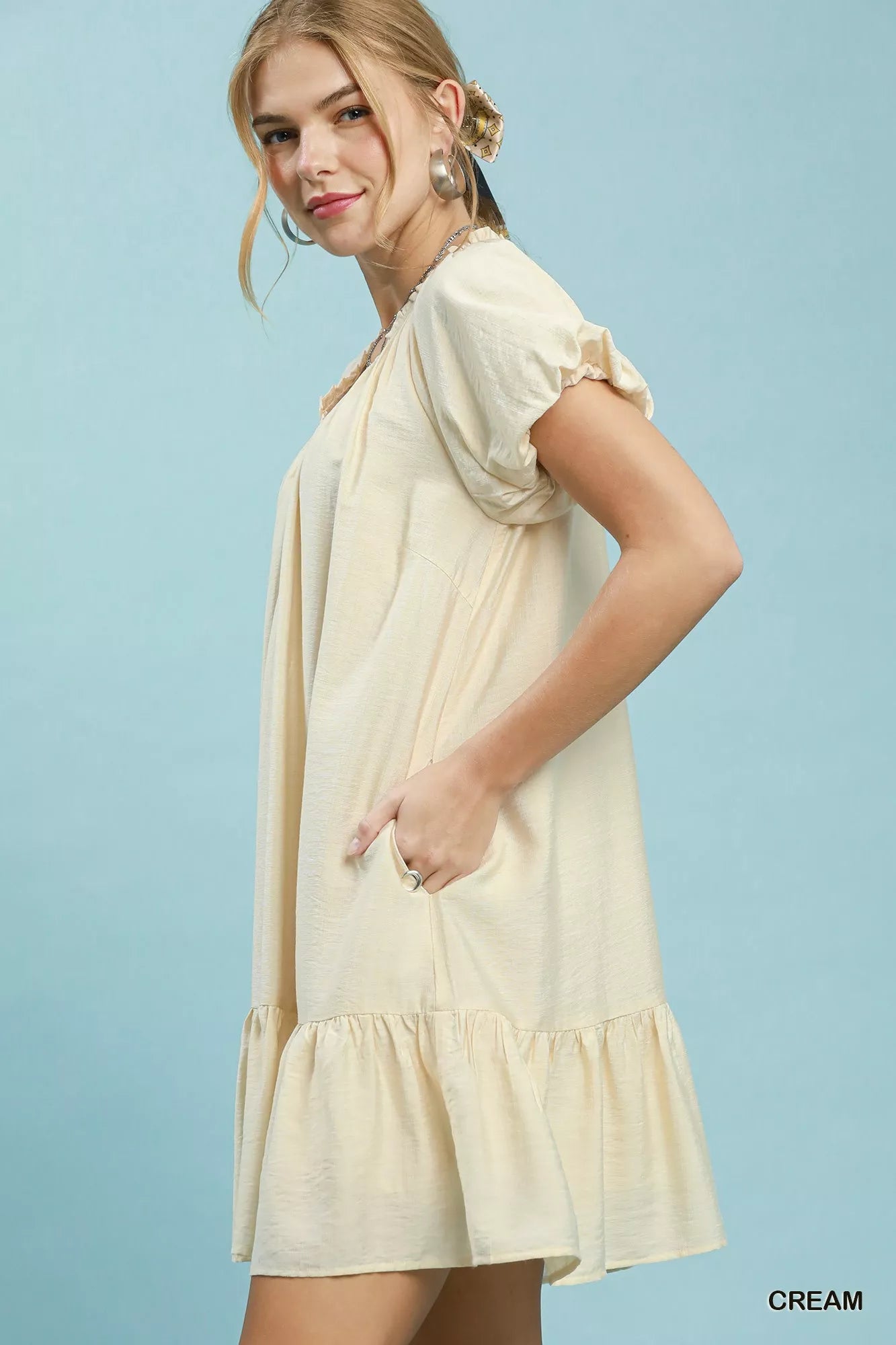 Umgee Ruffle Hem Shift Mini Dress Secondary image