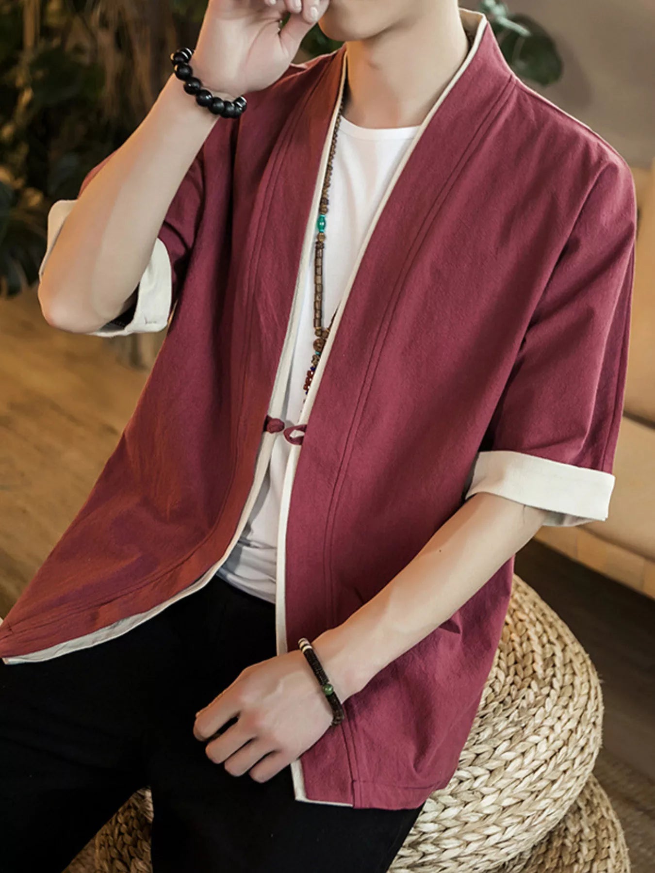 Men's Plus Size Contrast Trim Half Sleeve Shirt Secondary image