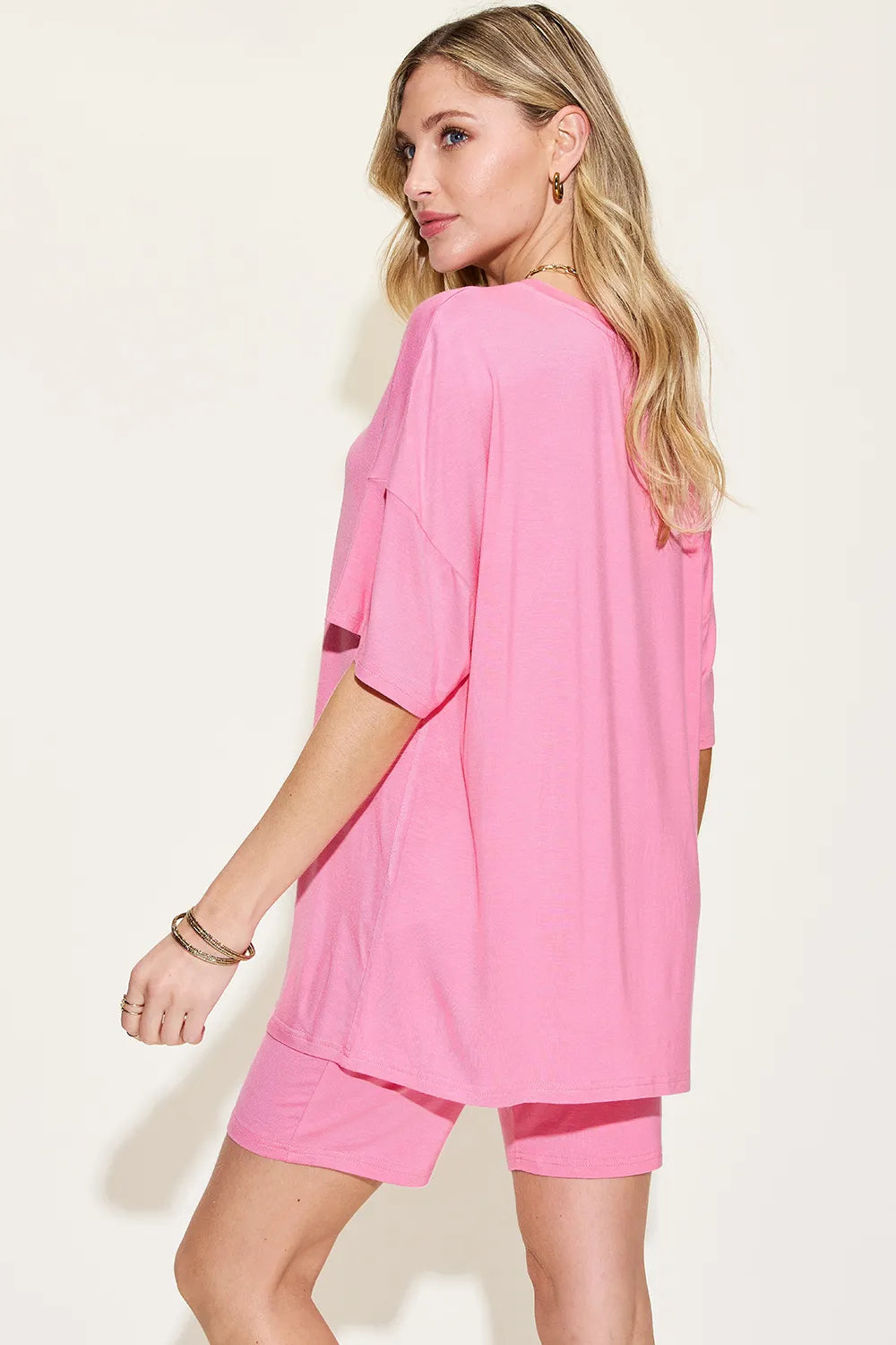 Basic Bae Full Size V-Neck Drop Shoulder T-Shirt and Shorts Set Secondary image