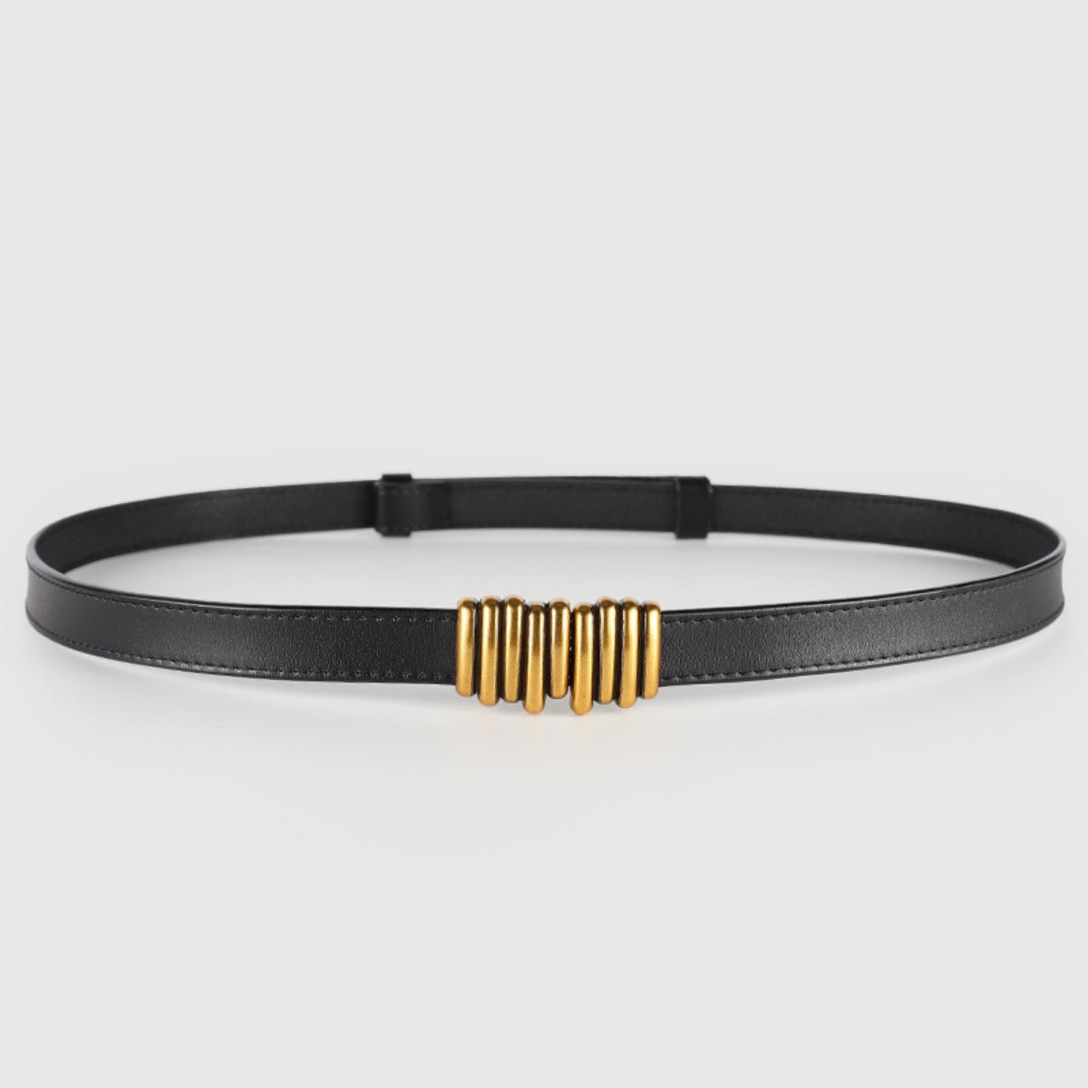 Skinny Leather Belt with Gold Buckle Secondary image