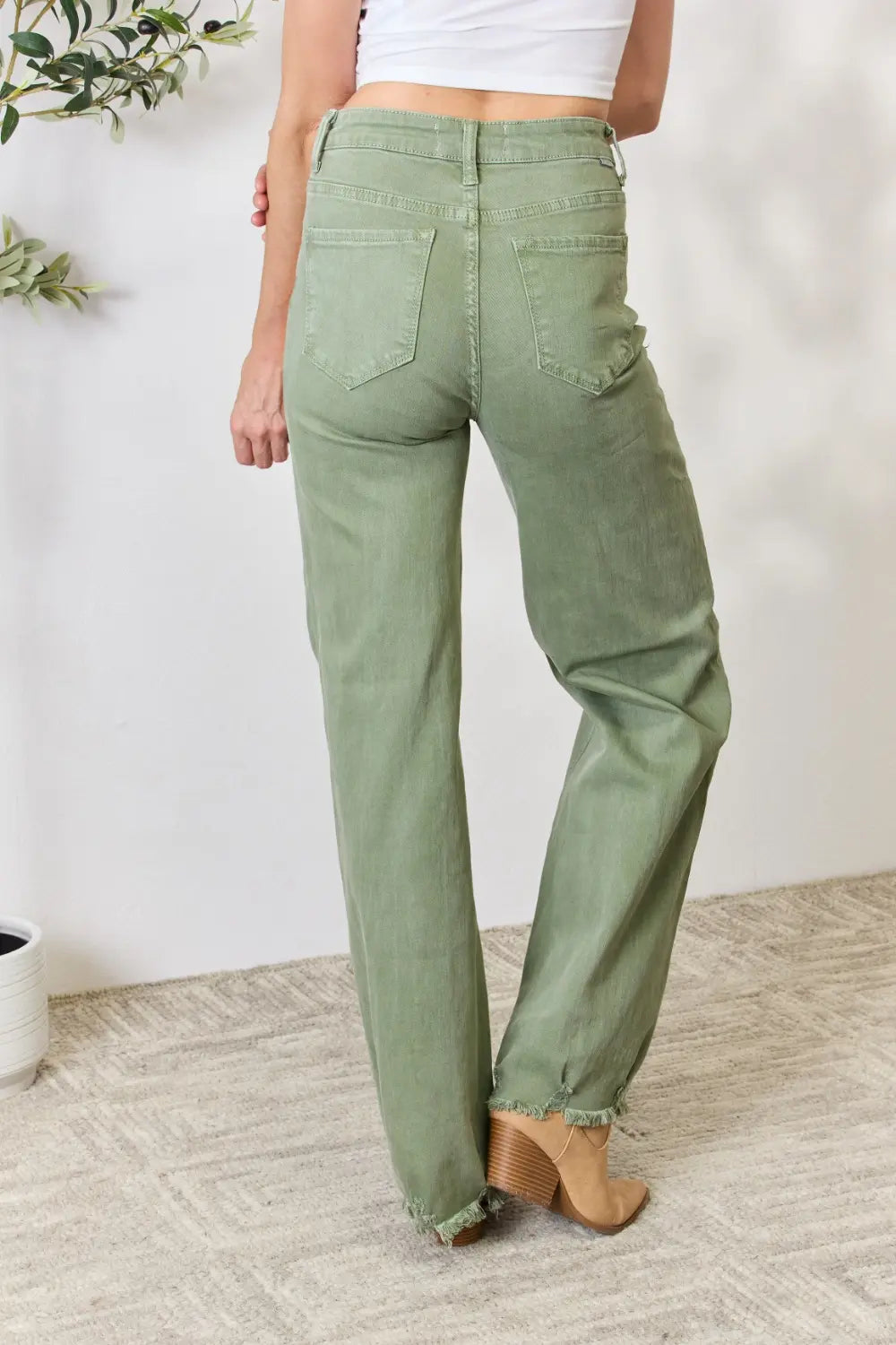 RISEN Full Size Raw Hem Wide-Leg Jeans Secondary image