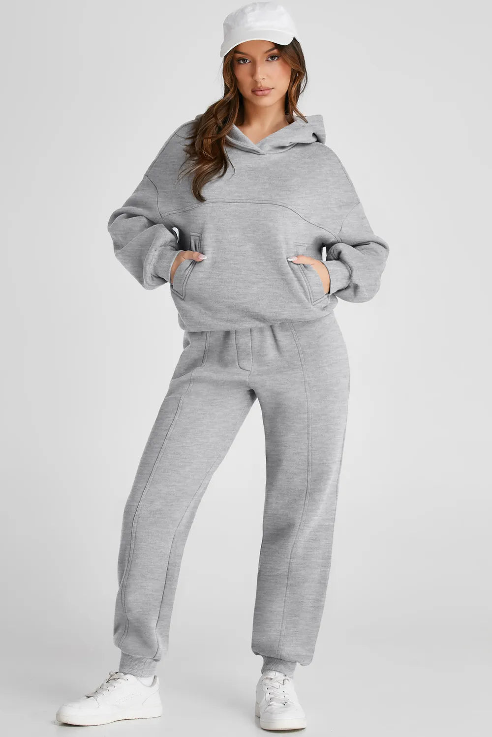 Dropped Shoulder Long Sleeve Hoodie and Pants Active Set Secondary image