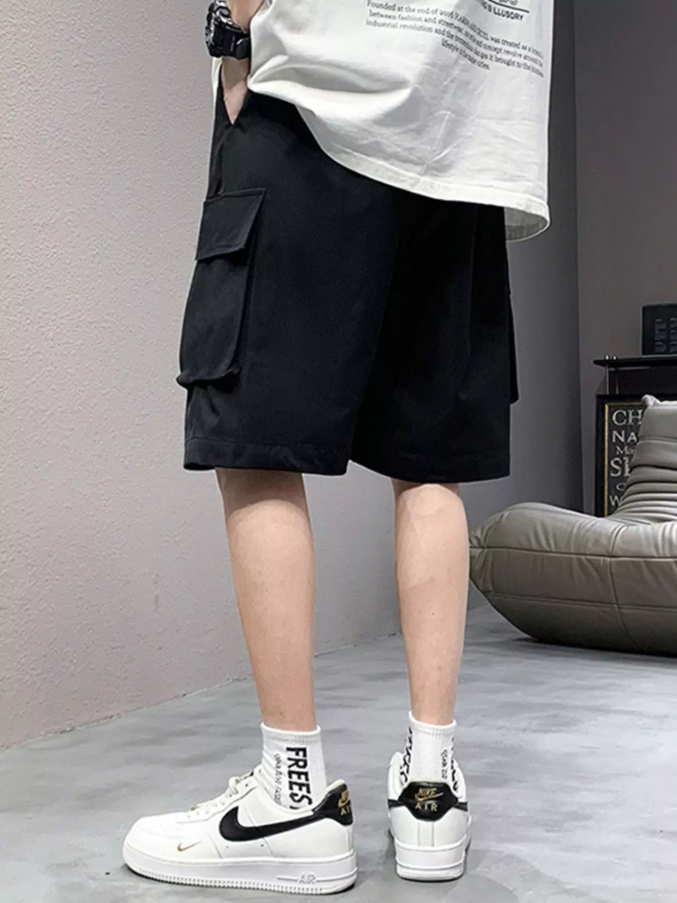 Men's Plus Size Casual Cargo Shorts with Drawstring Secondary image