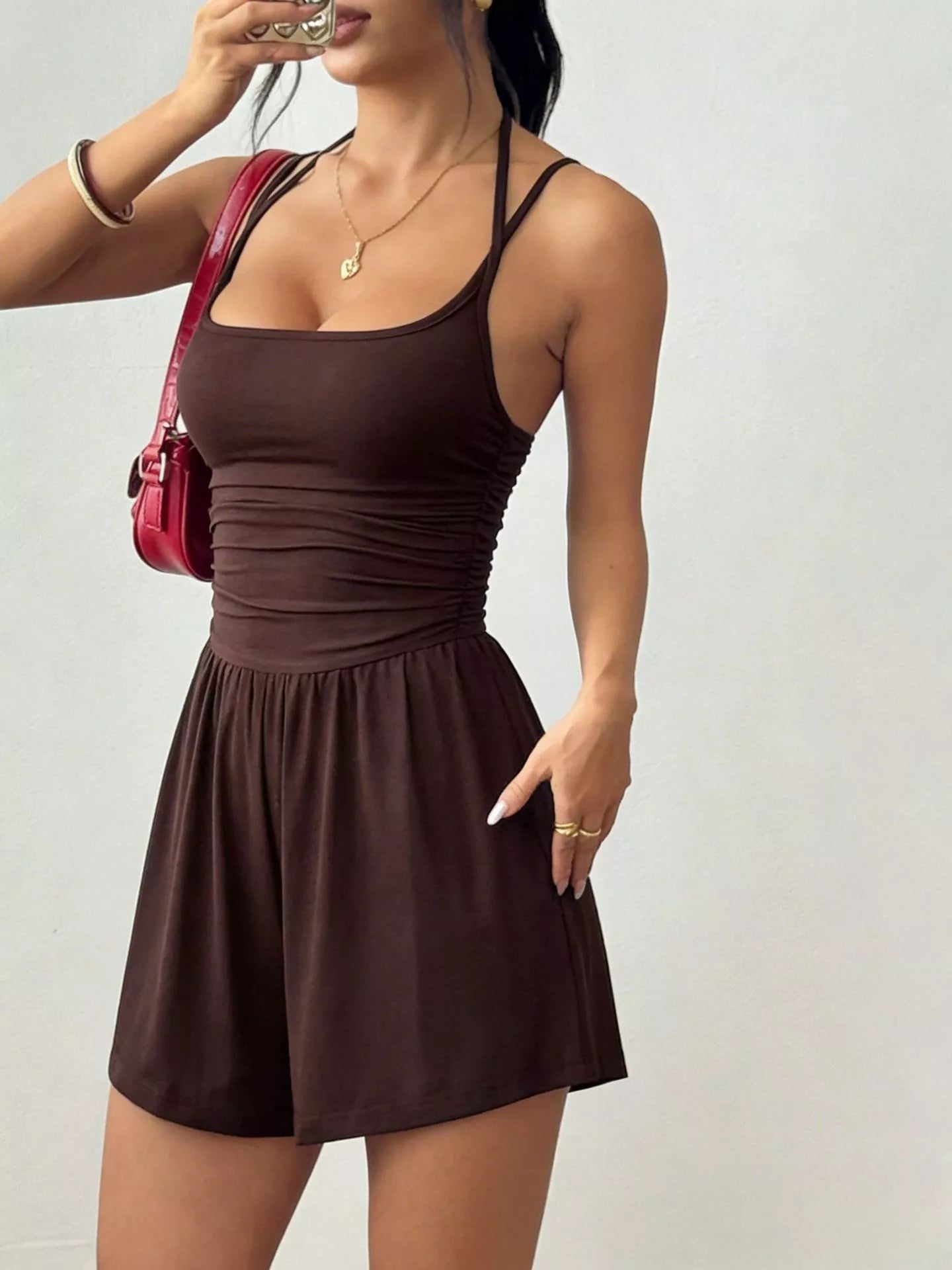 Ruched Spaghetti Strap Romper Secondary image