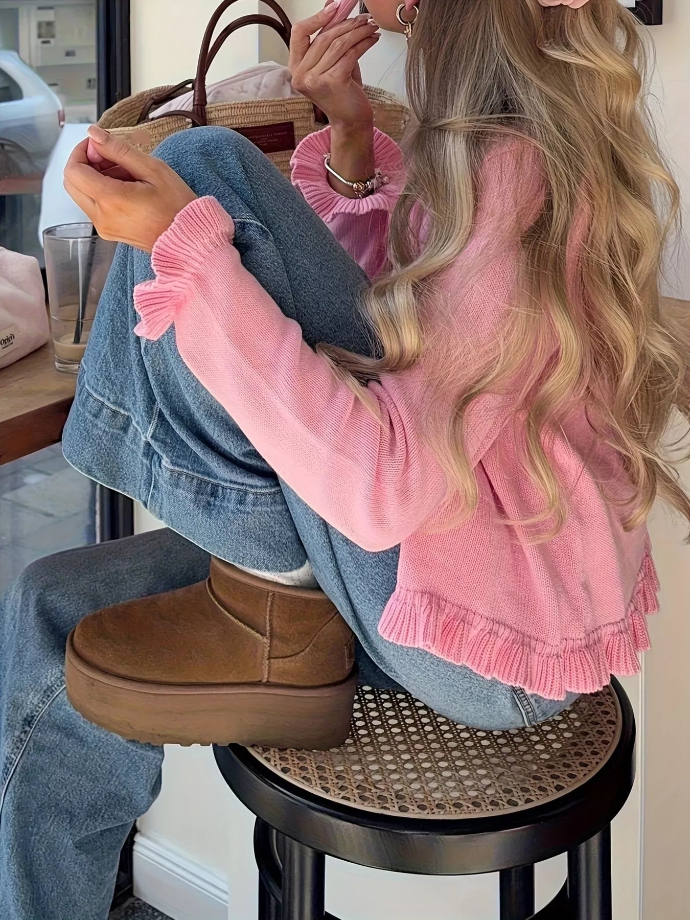 Ruffled Trim Knit Cardigan Secondary image