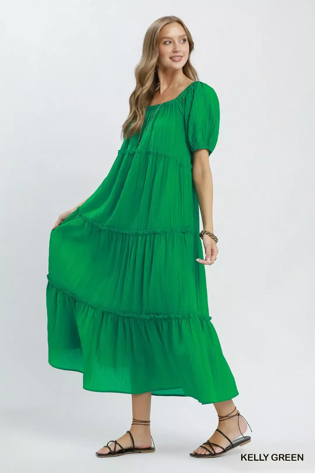 Umgee Textured Tiered Midi Dress Secondary image