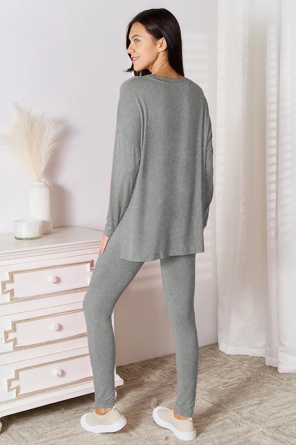 Basic Bae Bamboo Full Size V-Neck Long Sleeve Top and Pants Lounge Set Secondary image