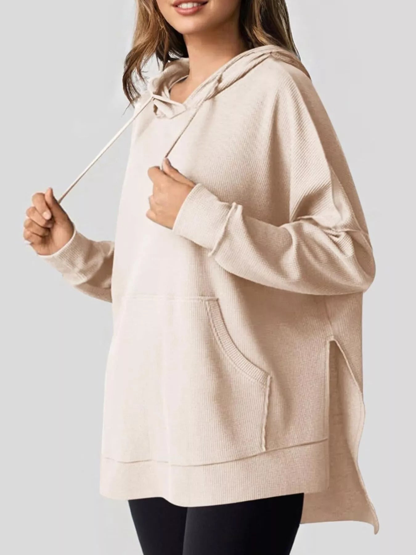 High-Low Hoodie with Kangaroo Pocket Secondary image
