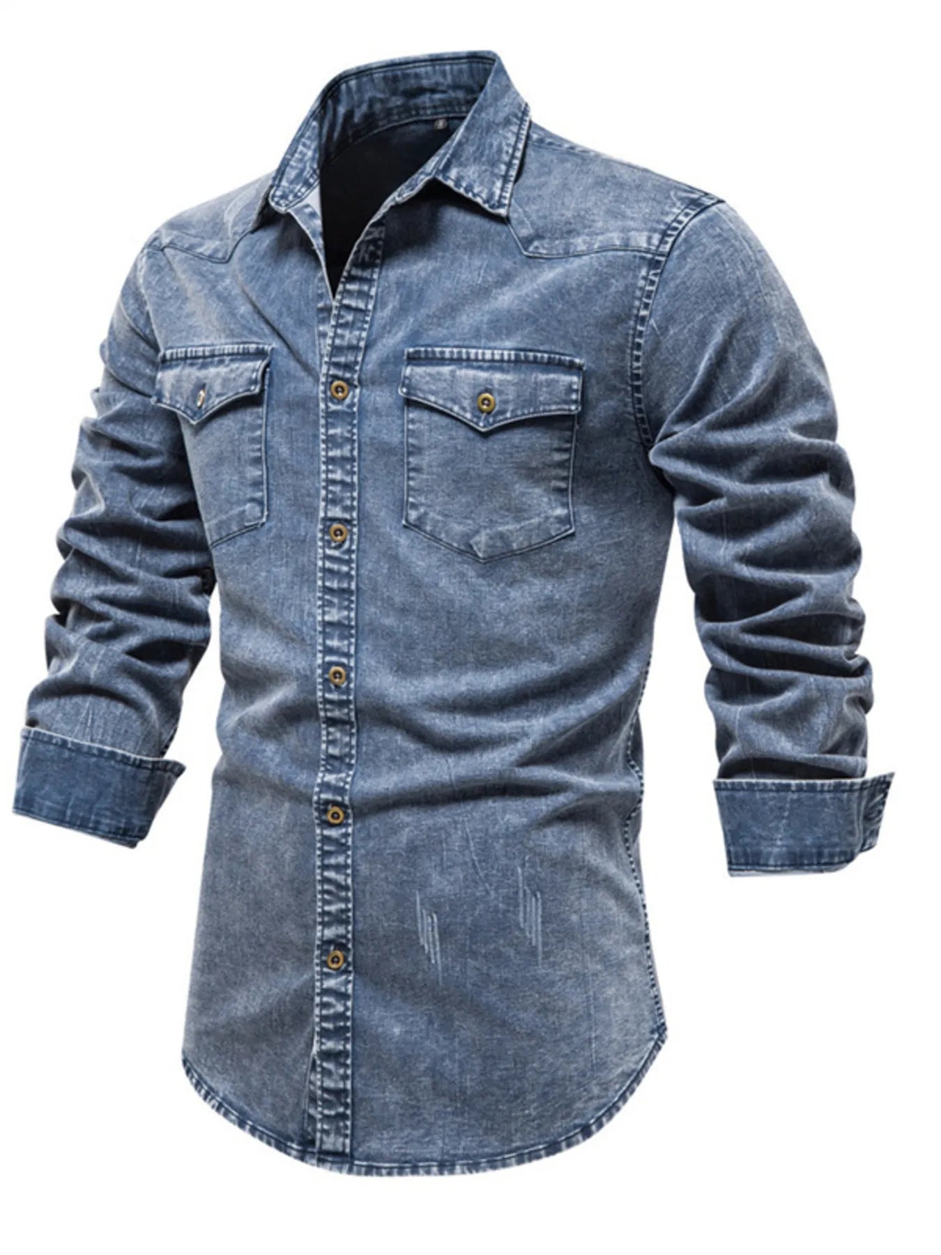Men's Button Up Long Sleeve Denim Shirt Secondary image