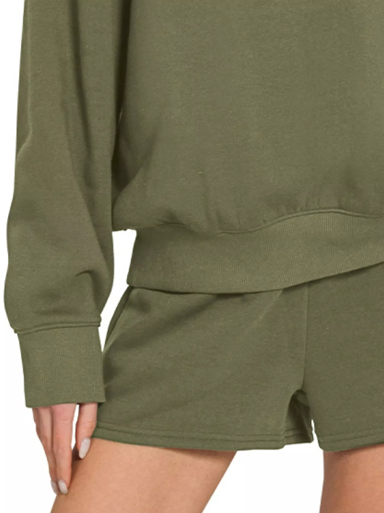 Zenana Fleece Long Sleeve Sweatshirts & Shorts Set Secondary image