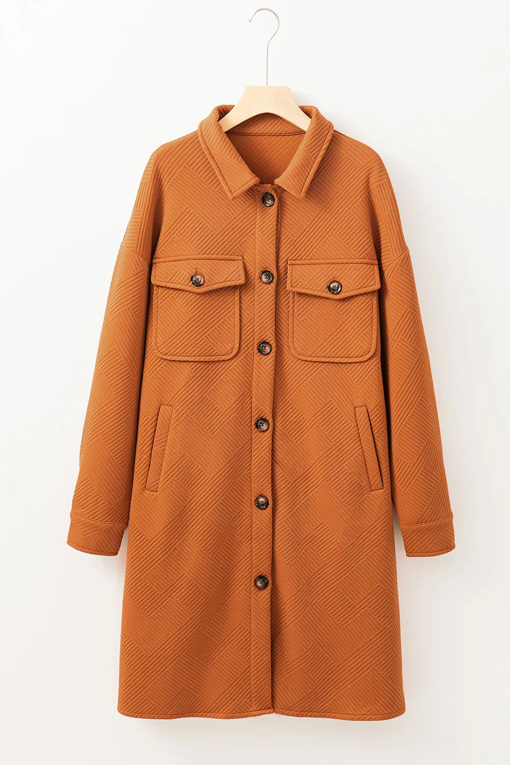 Textured Button Down Collared Neck Coat Secondary image