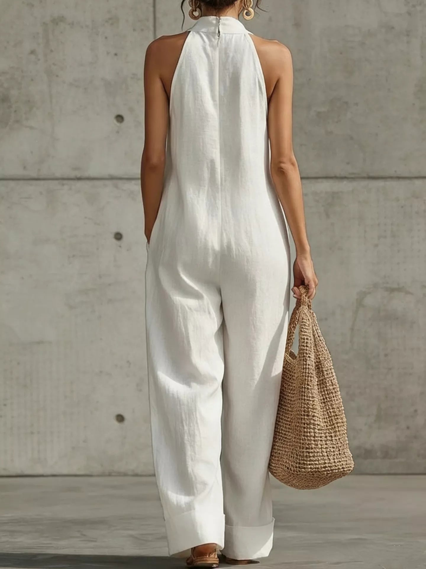 Full Size Halter Neck Wide-Leg Jumpsuit Plus Size Secondary image
