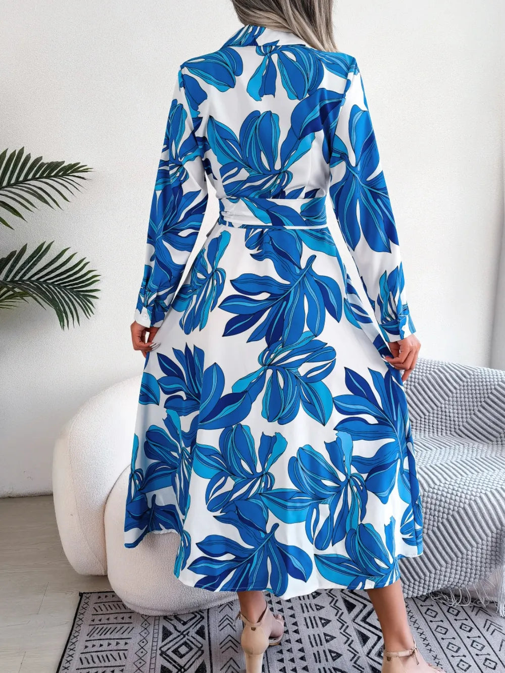 Tied Button Up Long Sleeve Dress Secondary image