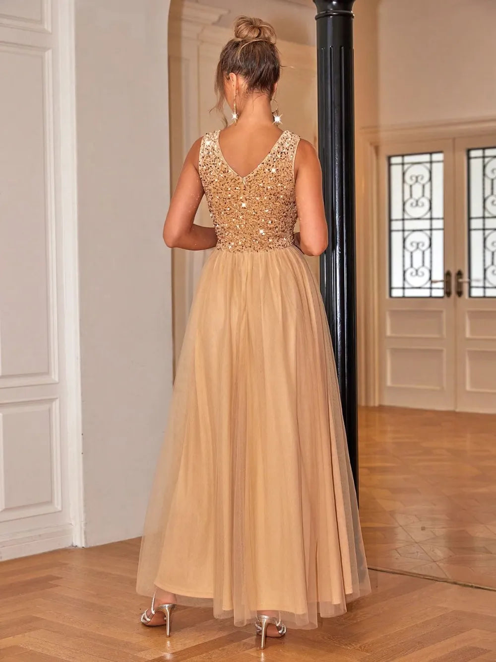 Sequin V-Neck Sleeveless Dress Secondary image