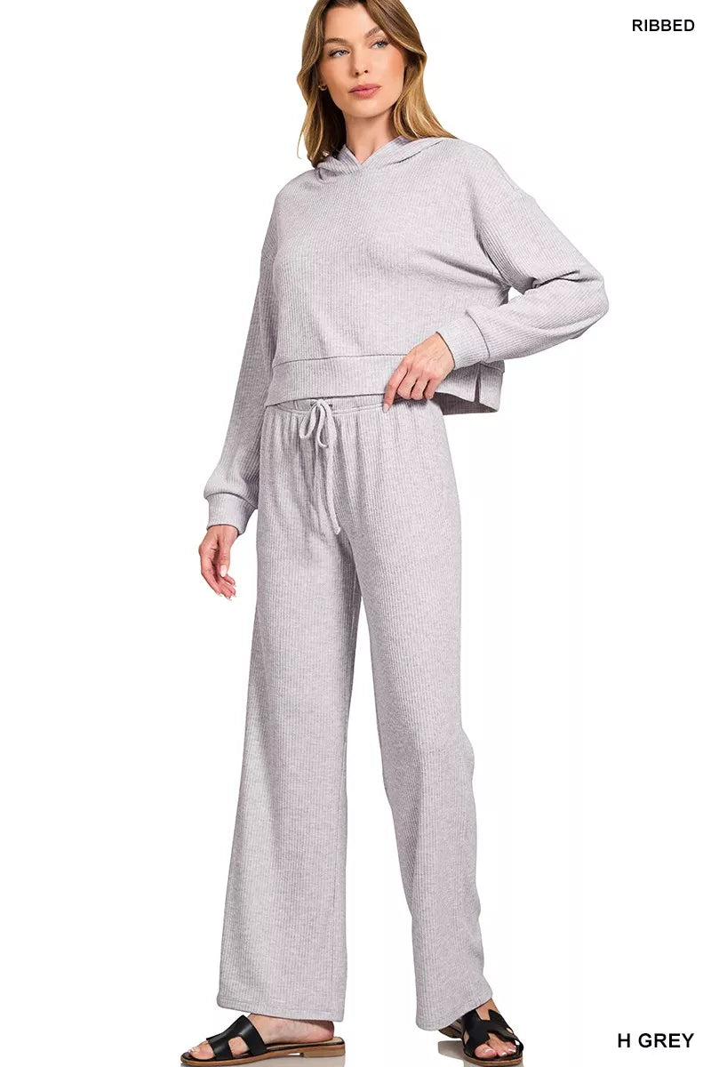 Zenana Ribbed Drawstring Lounge Pants Secondary image