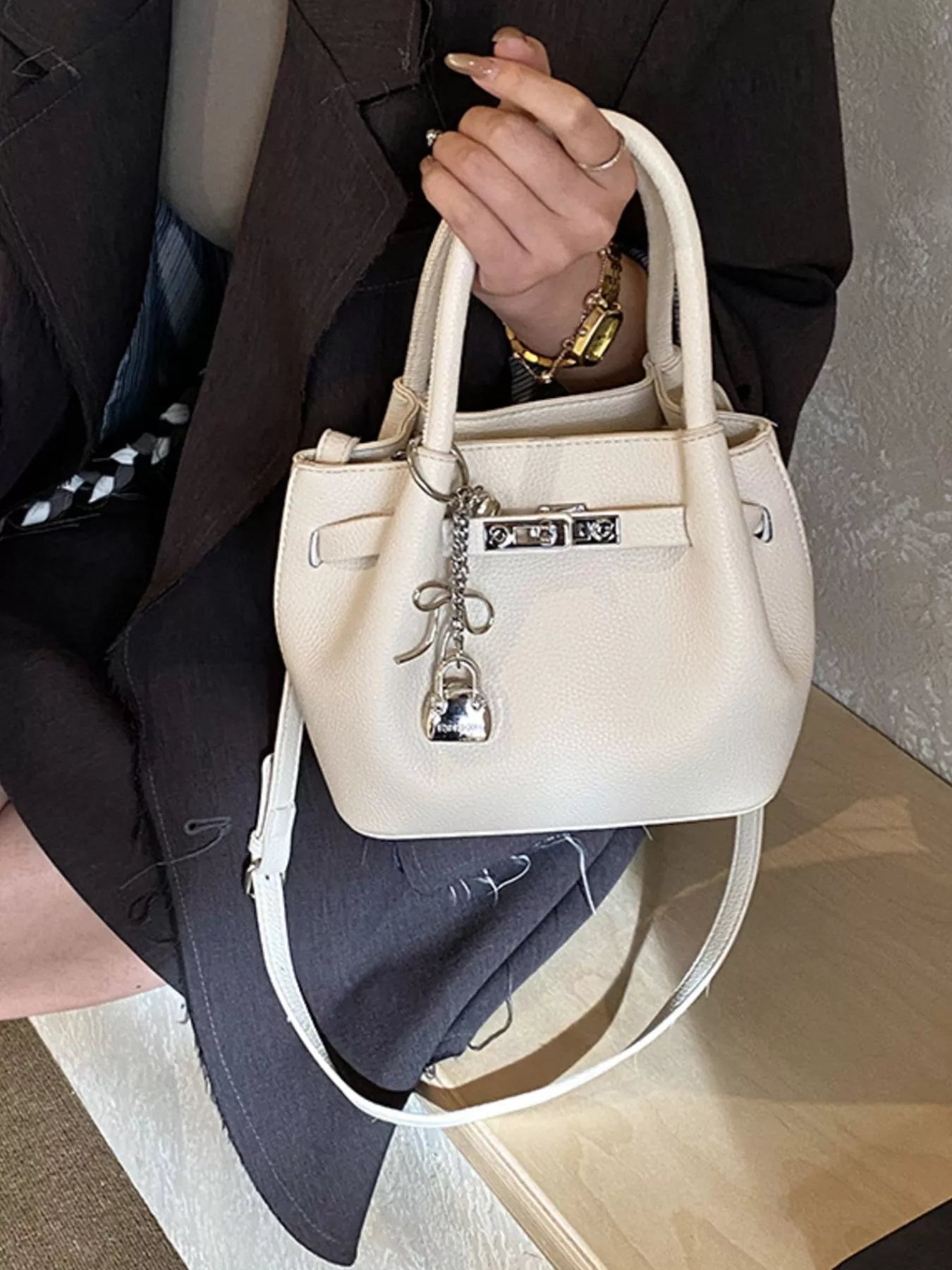 Leather Crossbody Bag with Lock Detail Secondary image