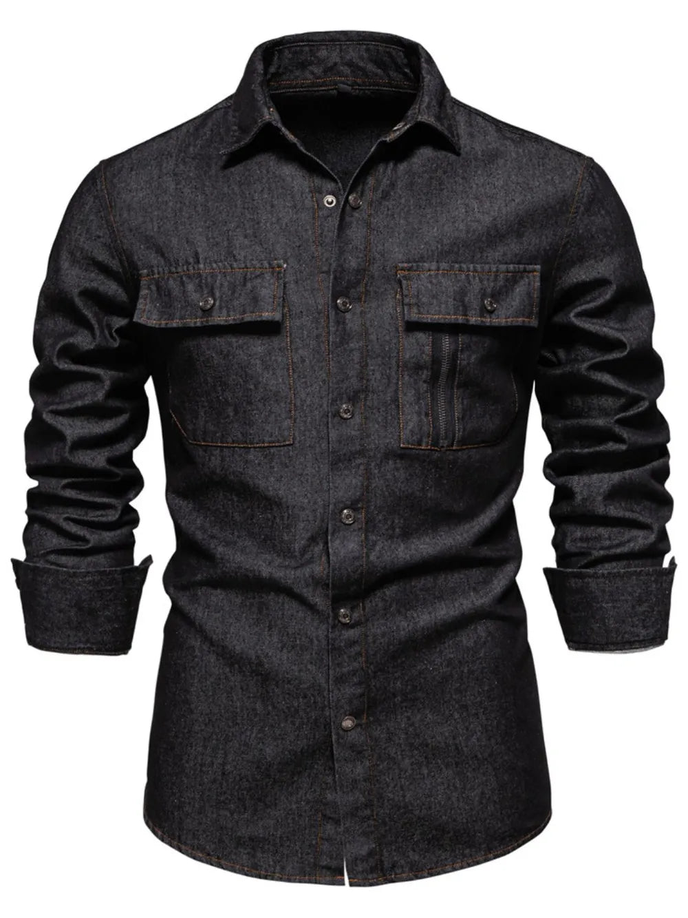 Men's Snap Down Long Sleeve Denim Shirt Secondary image