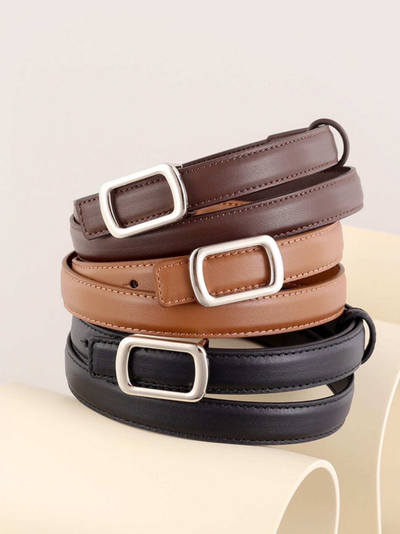 Leather Skinny Belt with Buckle Secondary image