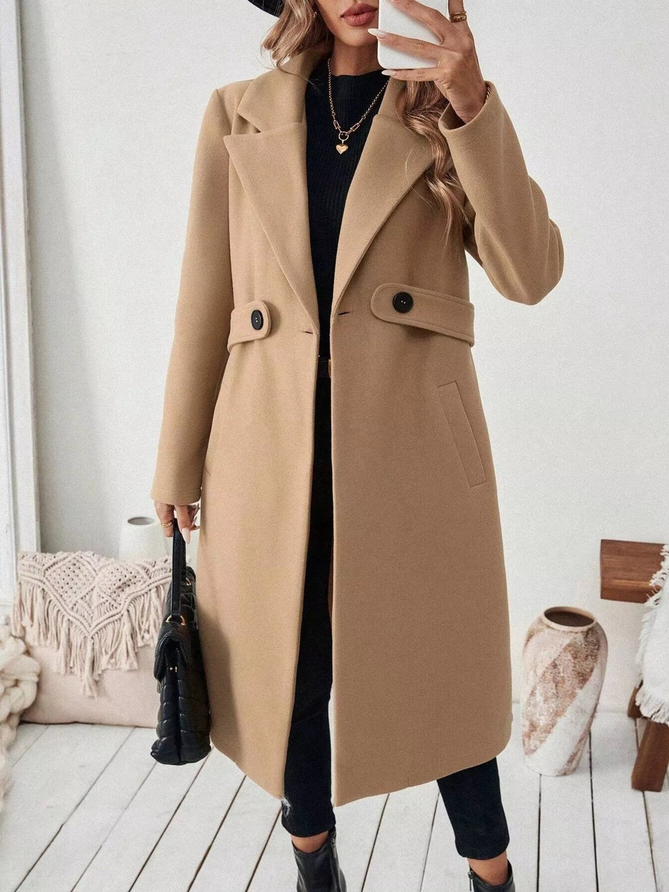 One Button Wool Blend Overcoat Secondary image