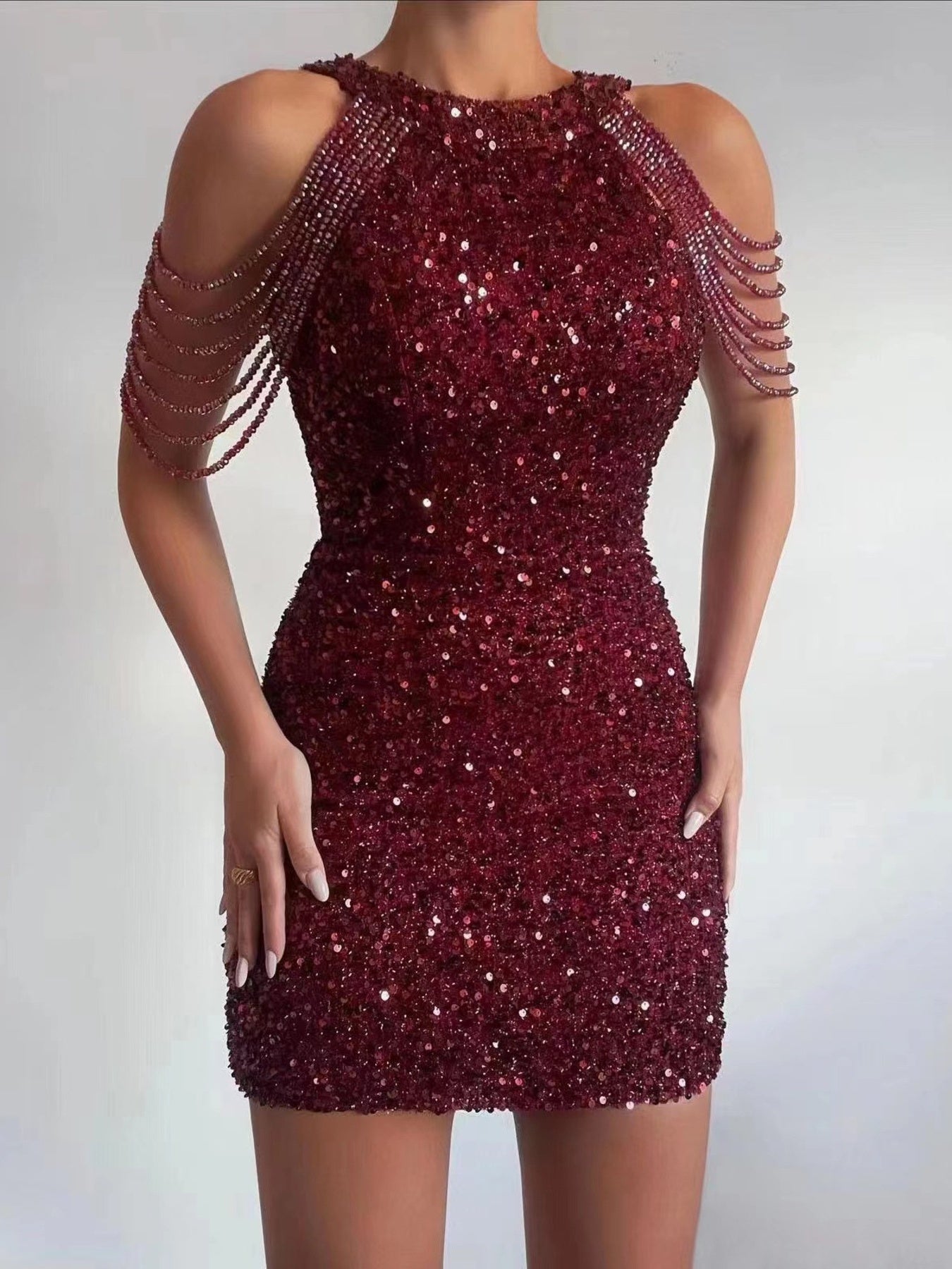 Full Size Sequin Embellished Bodycon Mini Dress Plus Size Secondary image