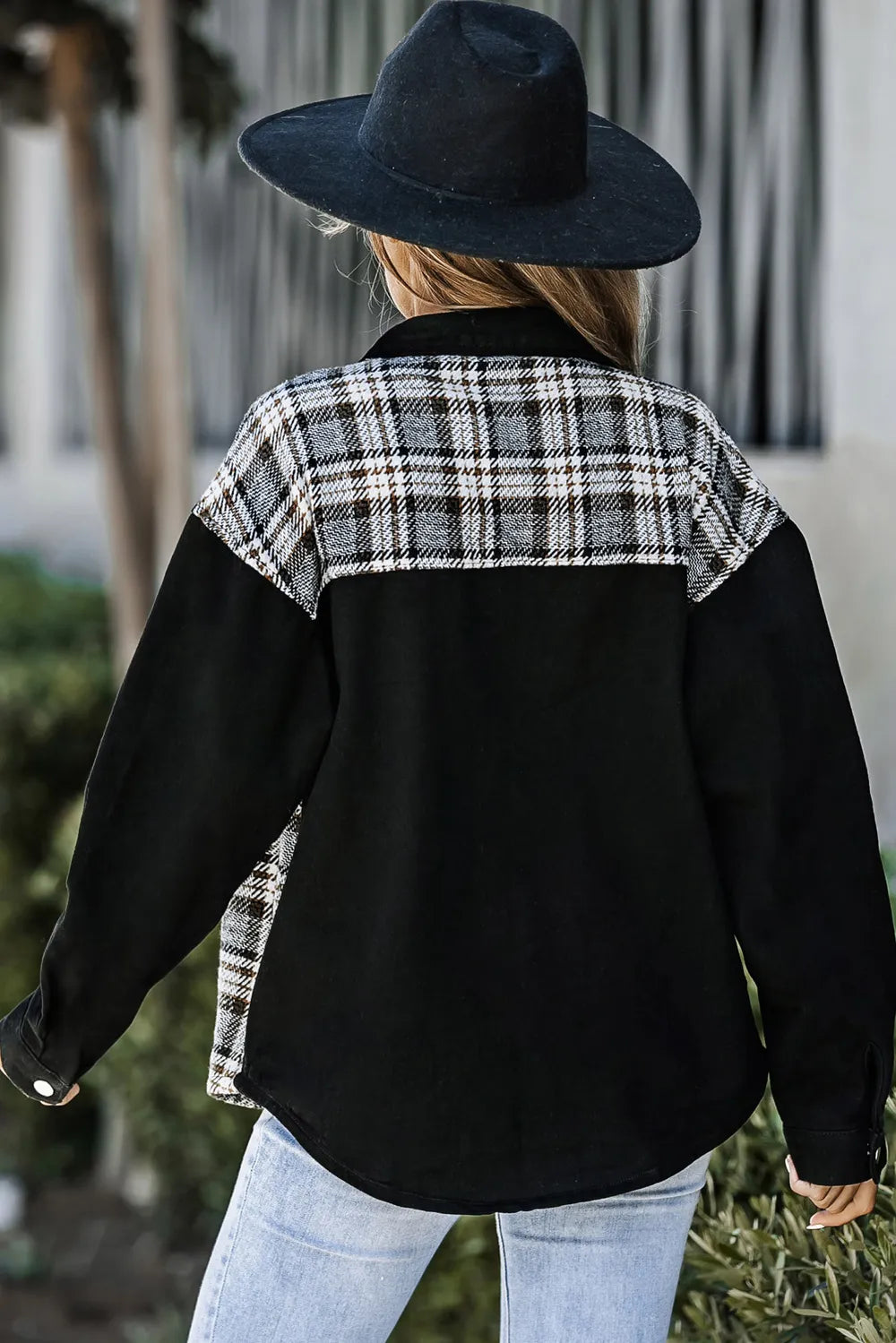 Plaid Pocketed Button Up Denim Jacket Secondary image