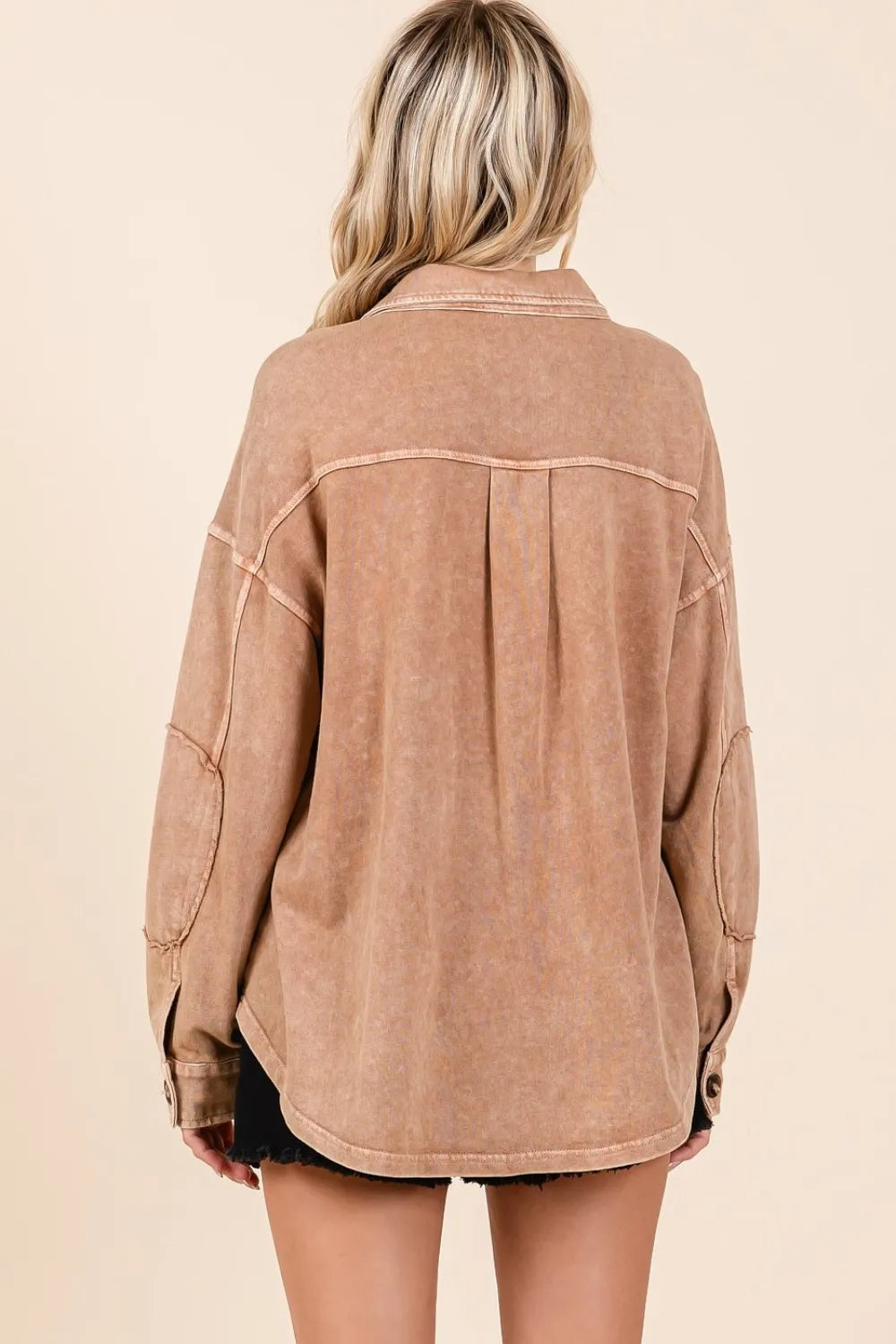 Mittoshop Mineral Wash French Terry Elbow Patch Shacket Secondary image